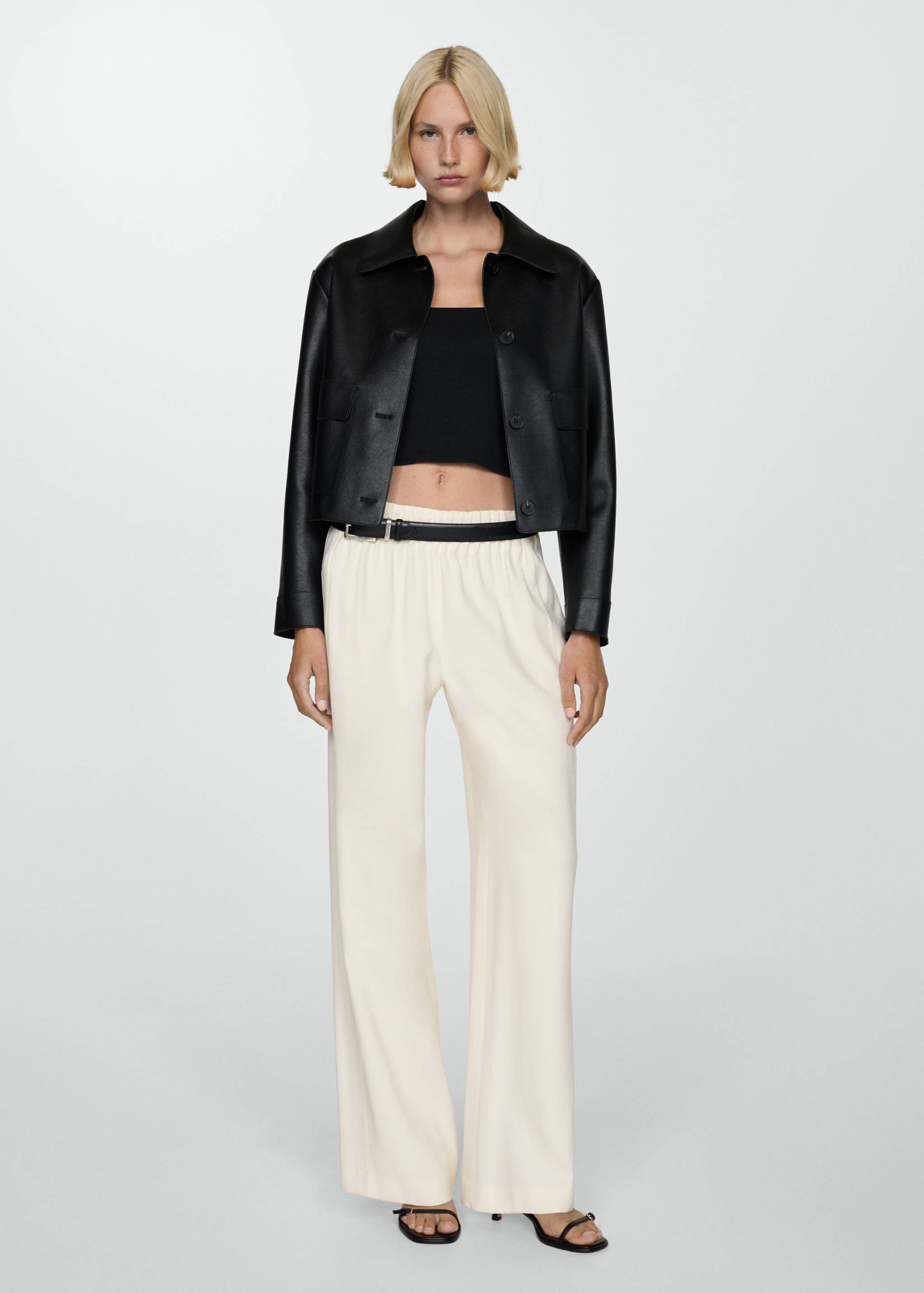 Wide leg trousers with elastic waist - General plane