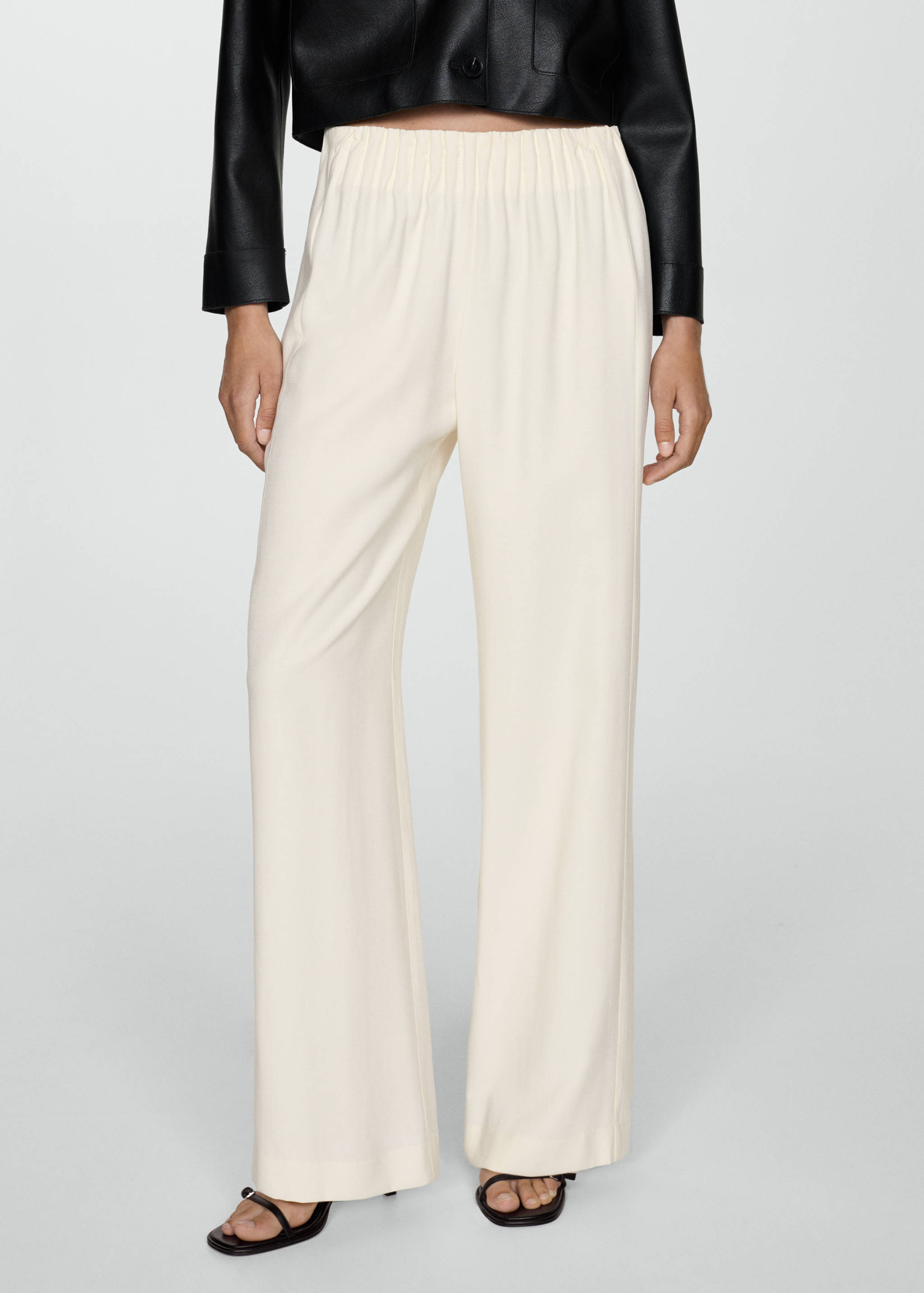 Wide leg trousers with elastic waist - Medium plane
