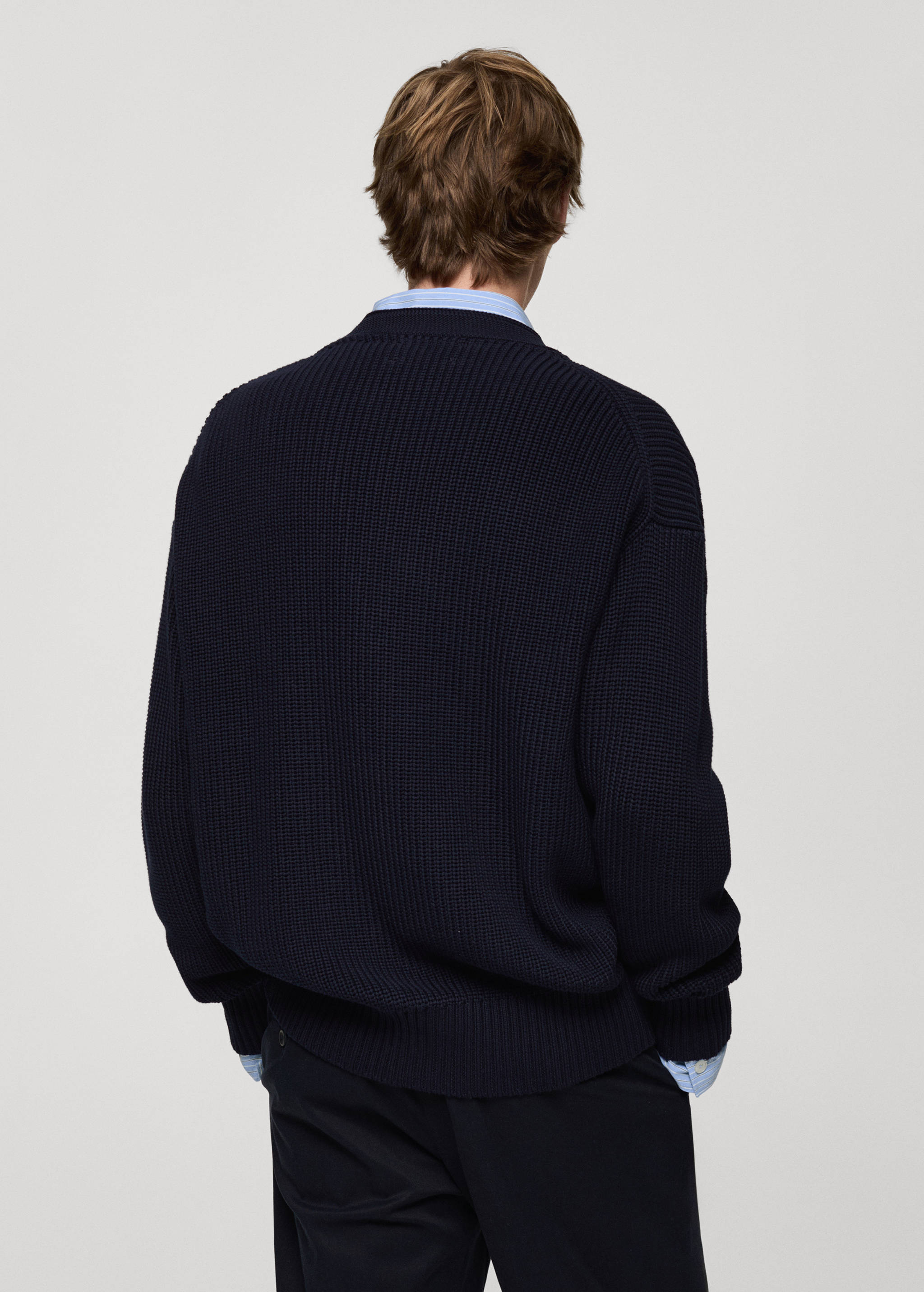 Cardigan maille épaisse côtelée boutons - Verso de l’article