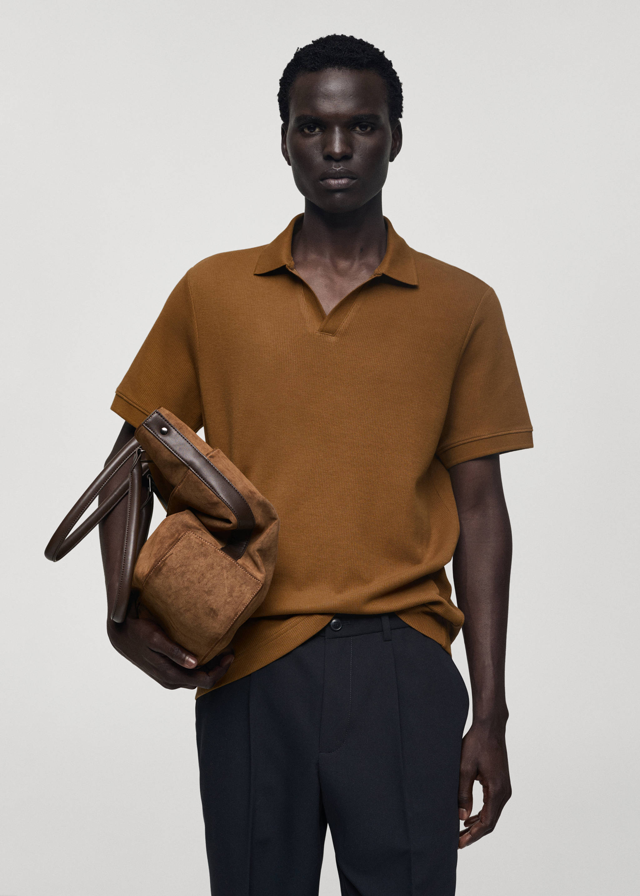 Fine rib-knit polo shirt - Medium plane