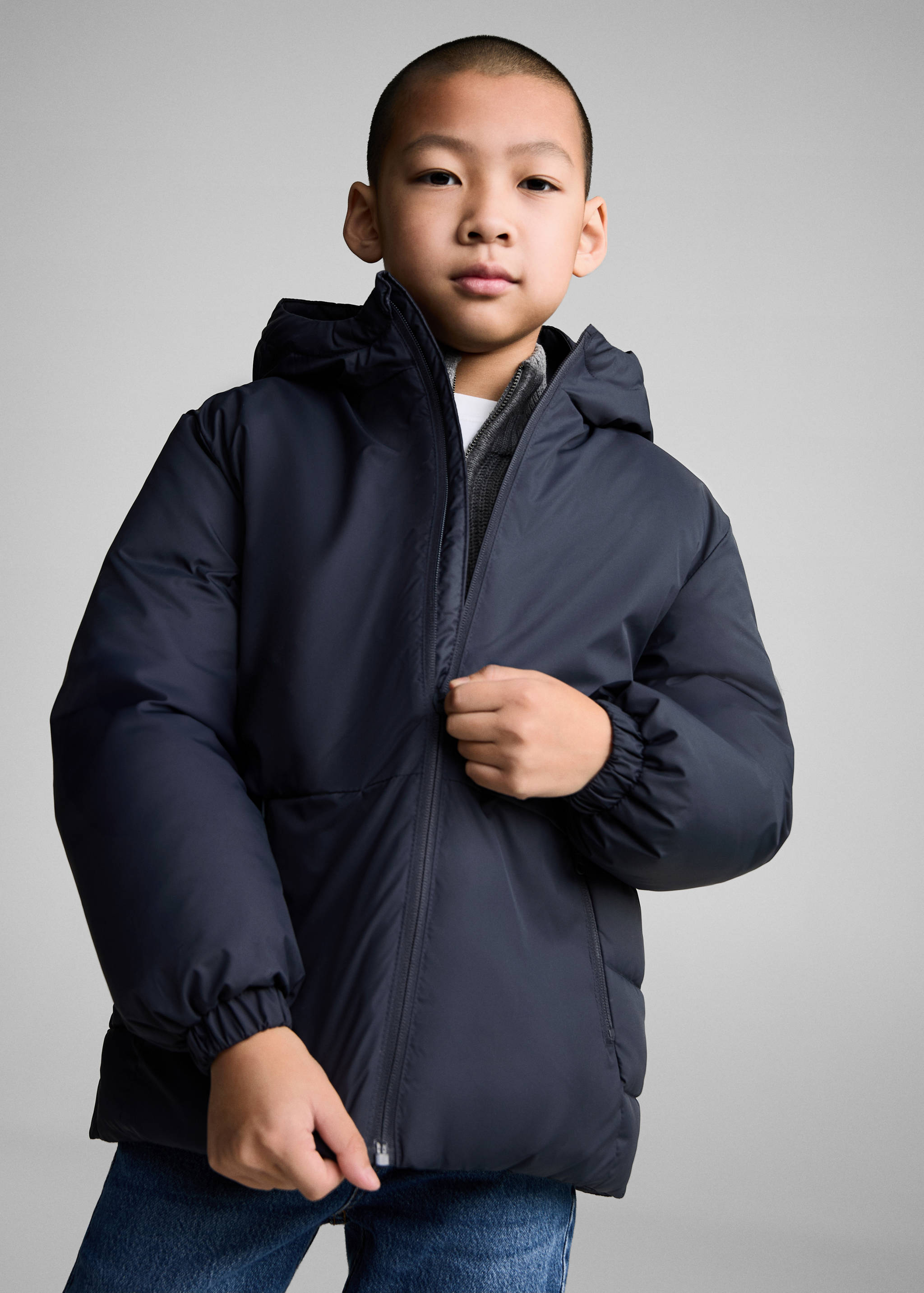 Water-repellent hood puffer coat - Medium plane