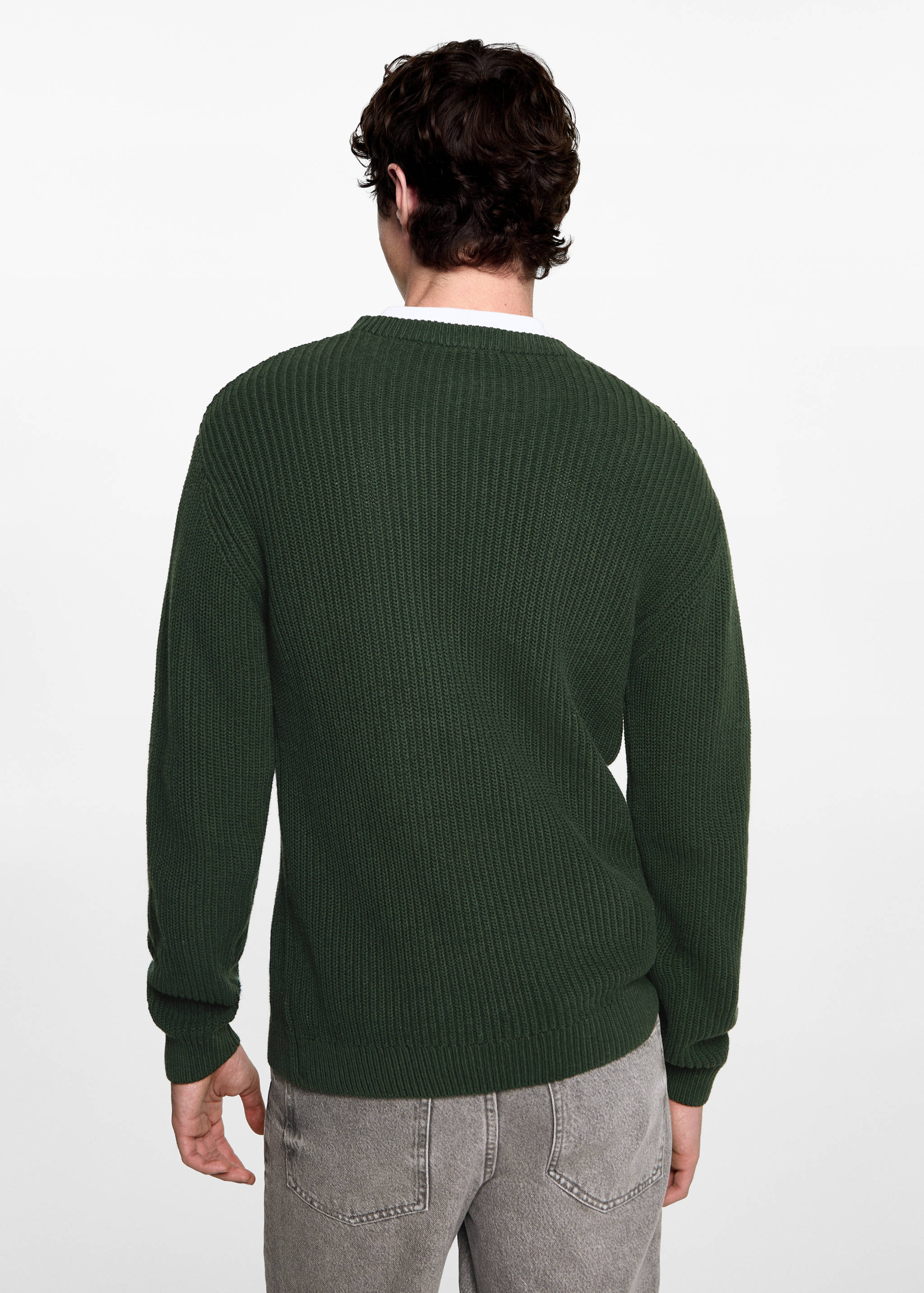 Ribbed cotton knitted sweater - Reverse of the article