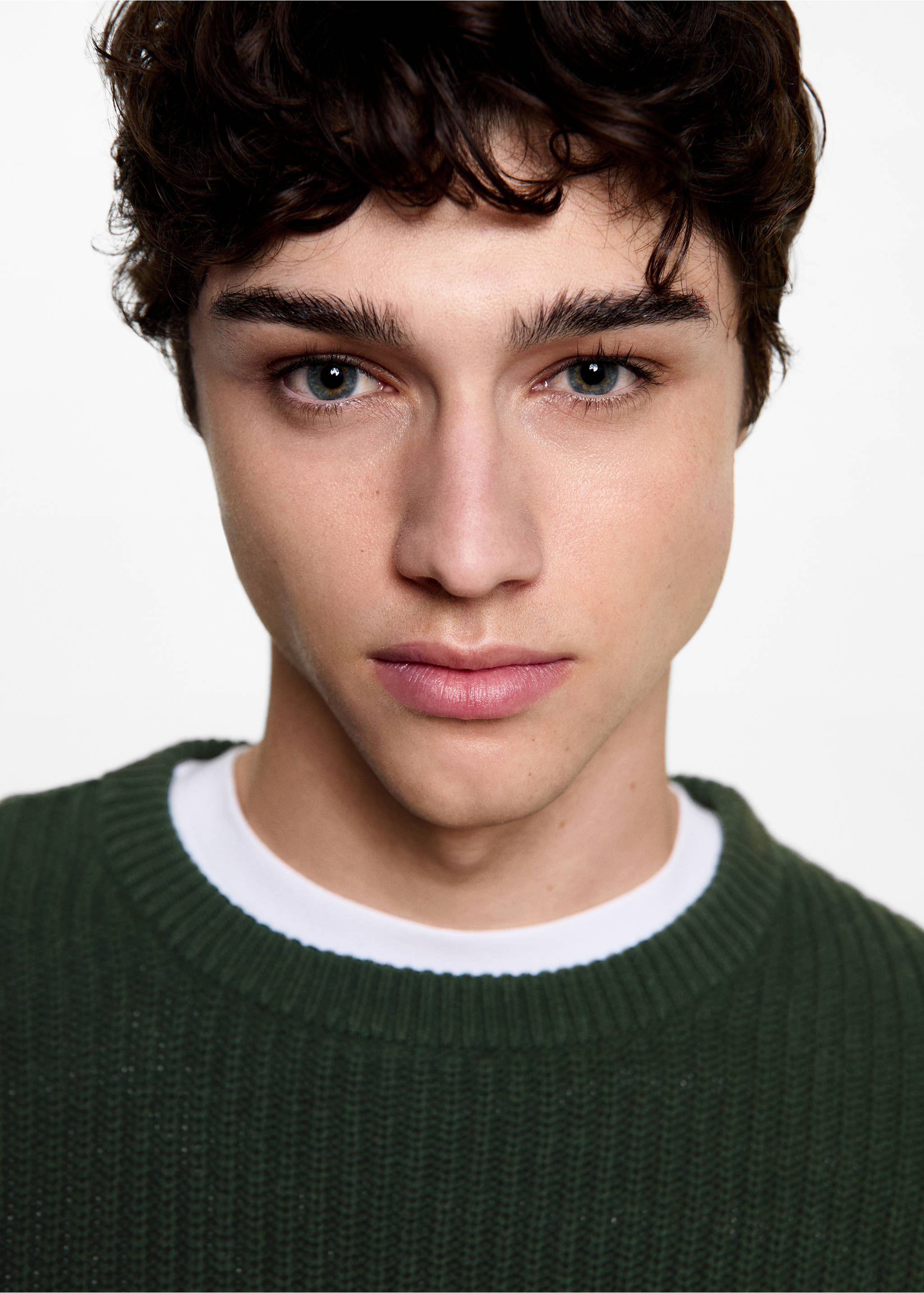 Ribbed cotton knitted sweater - Details of the article 1, Green. Ref: 77084760-00.