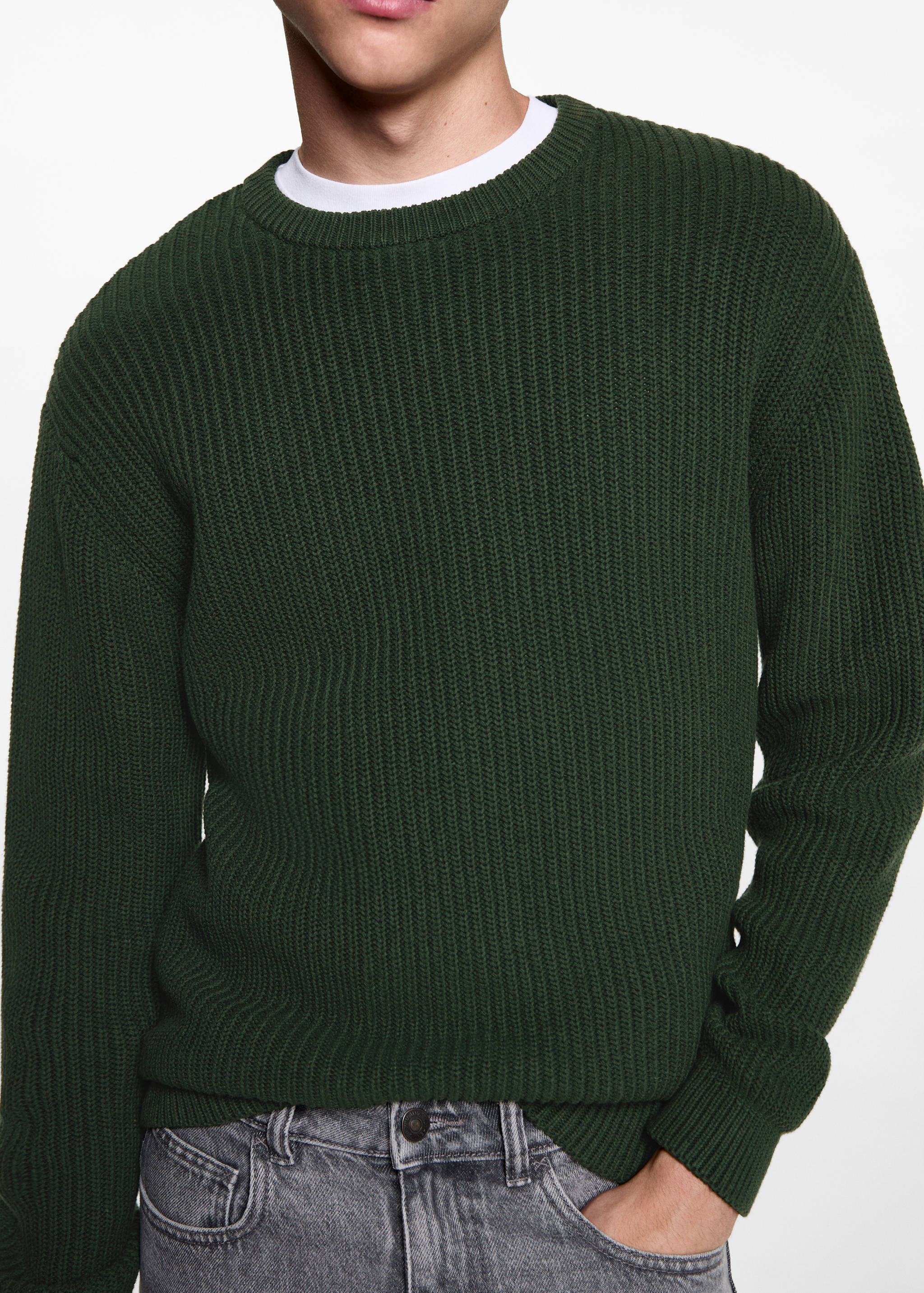 Ribbed cotton knitted sweater - Details of the article 3