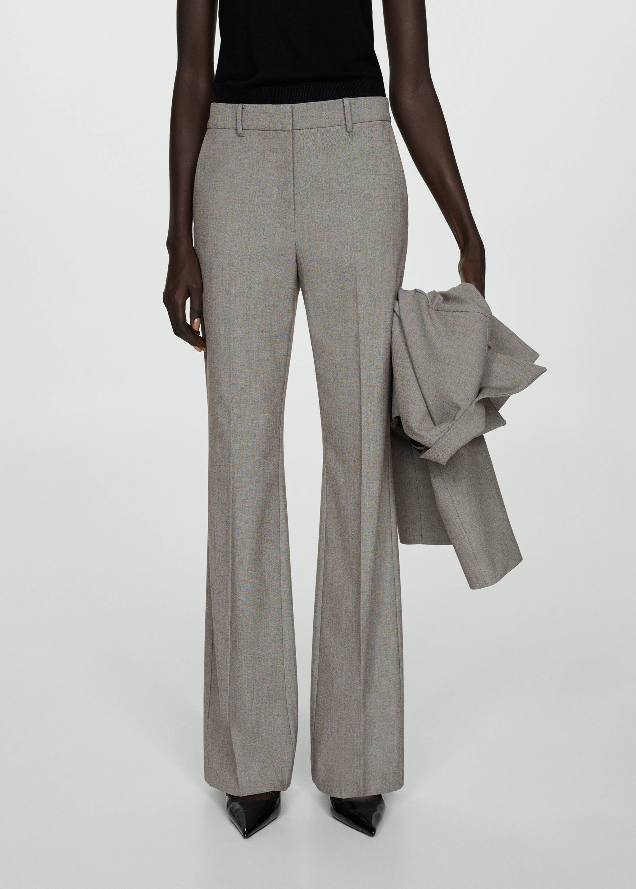 High-waist flared trousers - Medium plane