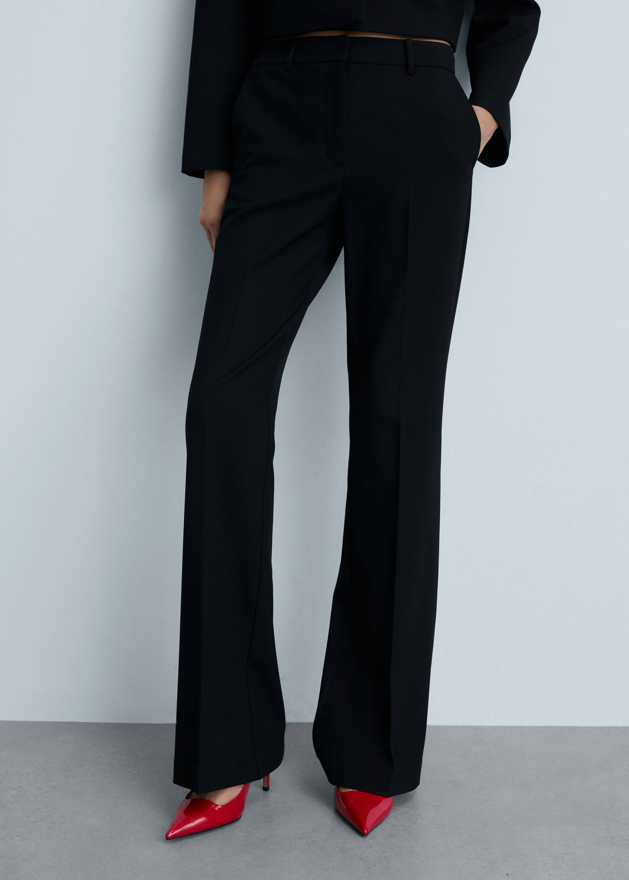High-waist flared trousers - Medium plane