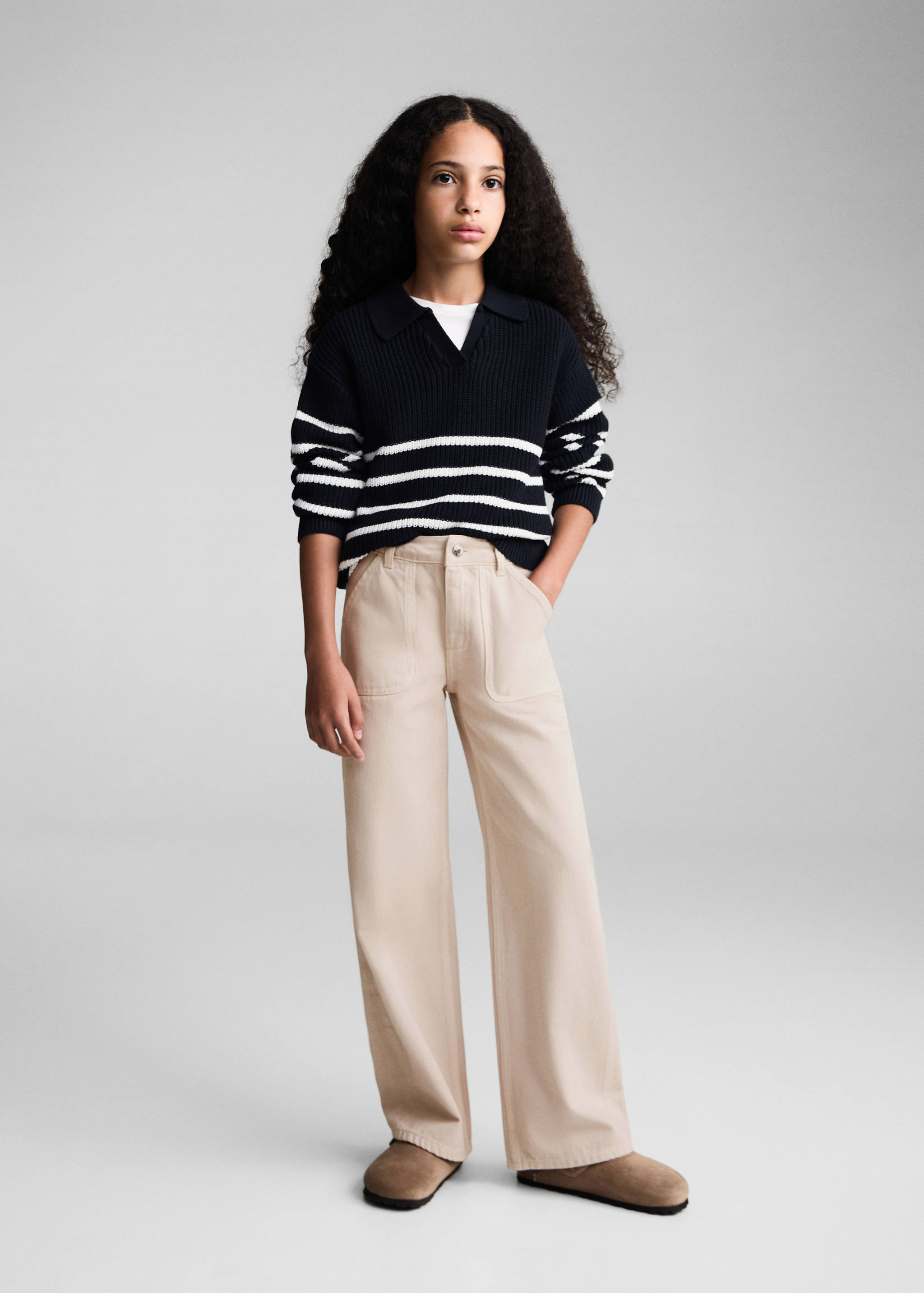 Striped polo-neck sweater - General plane