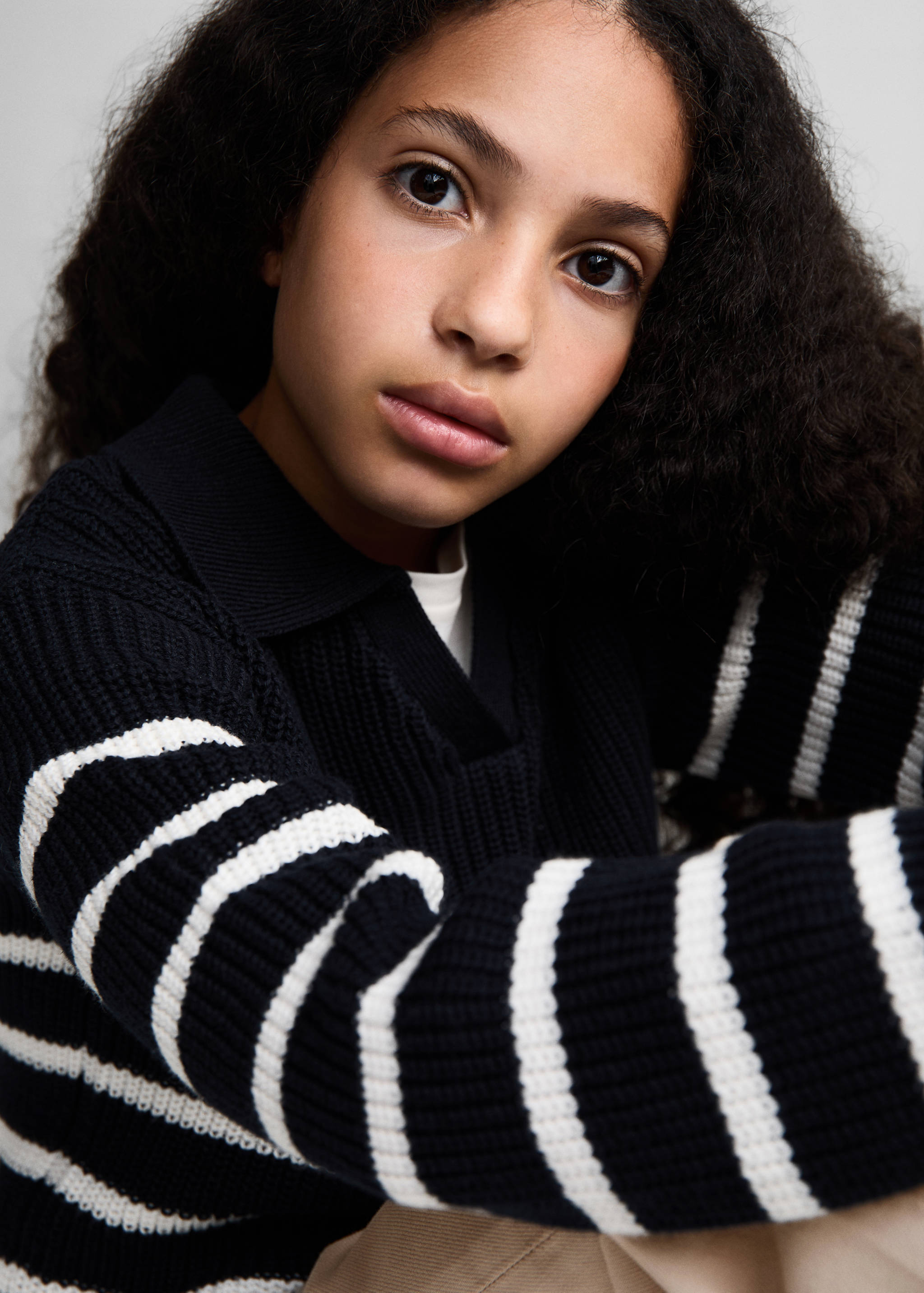 Striped polo-neck sweater - Details of the article 1