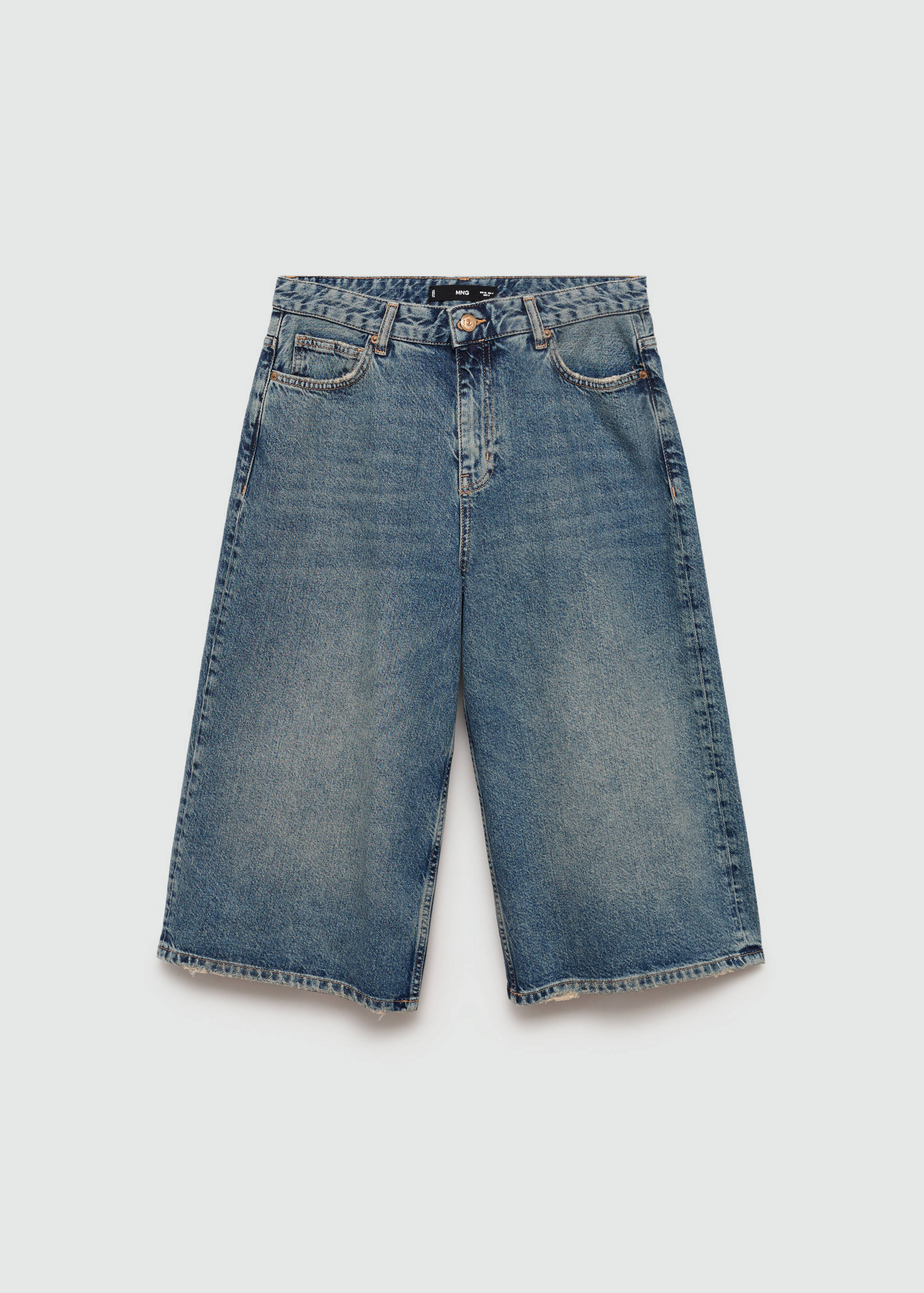 Wide leg denim bermuda shorts - Article without model
