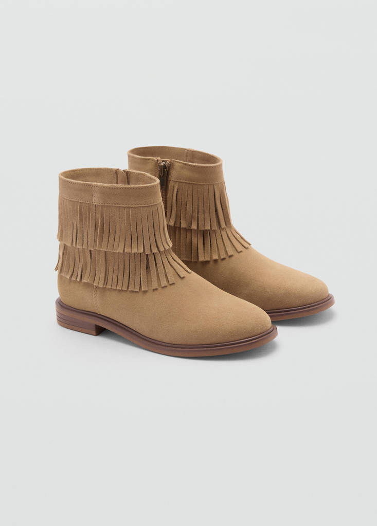 Fringed leather boots — Sand
