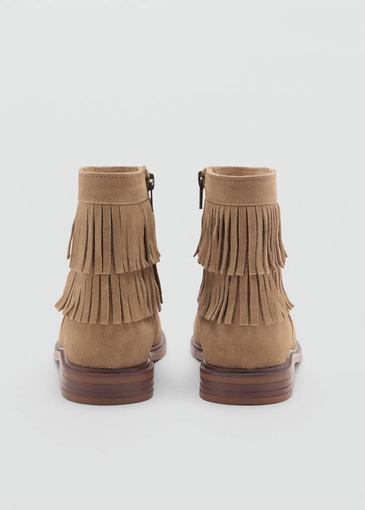 Fringed leather boots — Sand