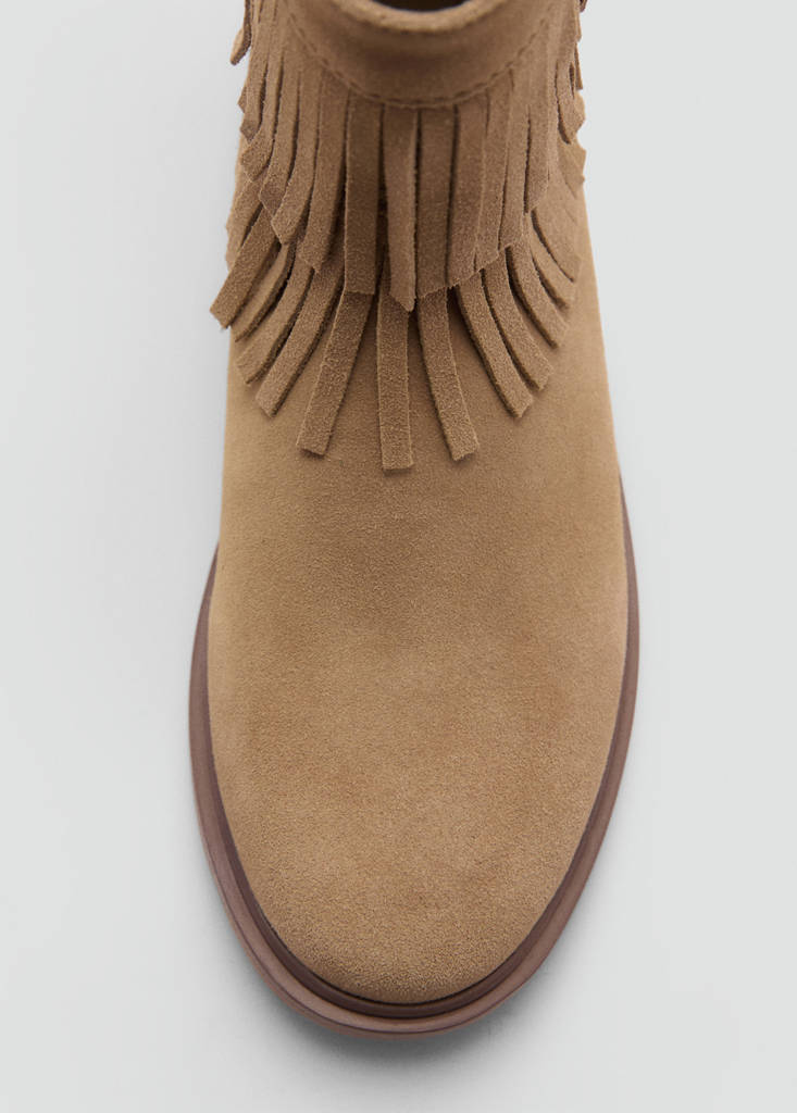 Fringed leather boots — Sand
