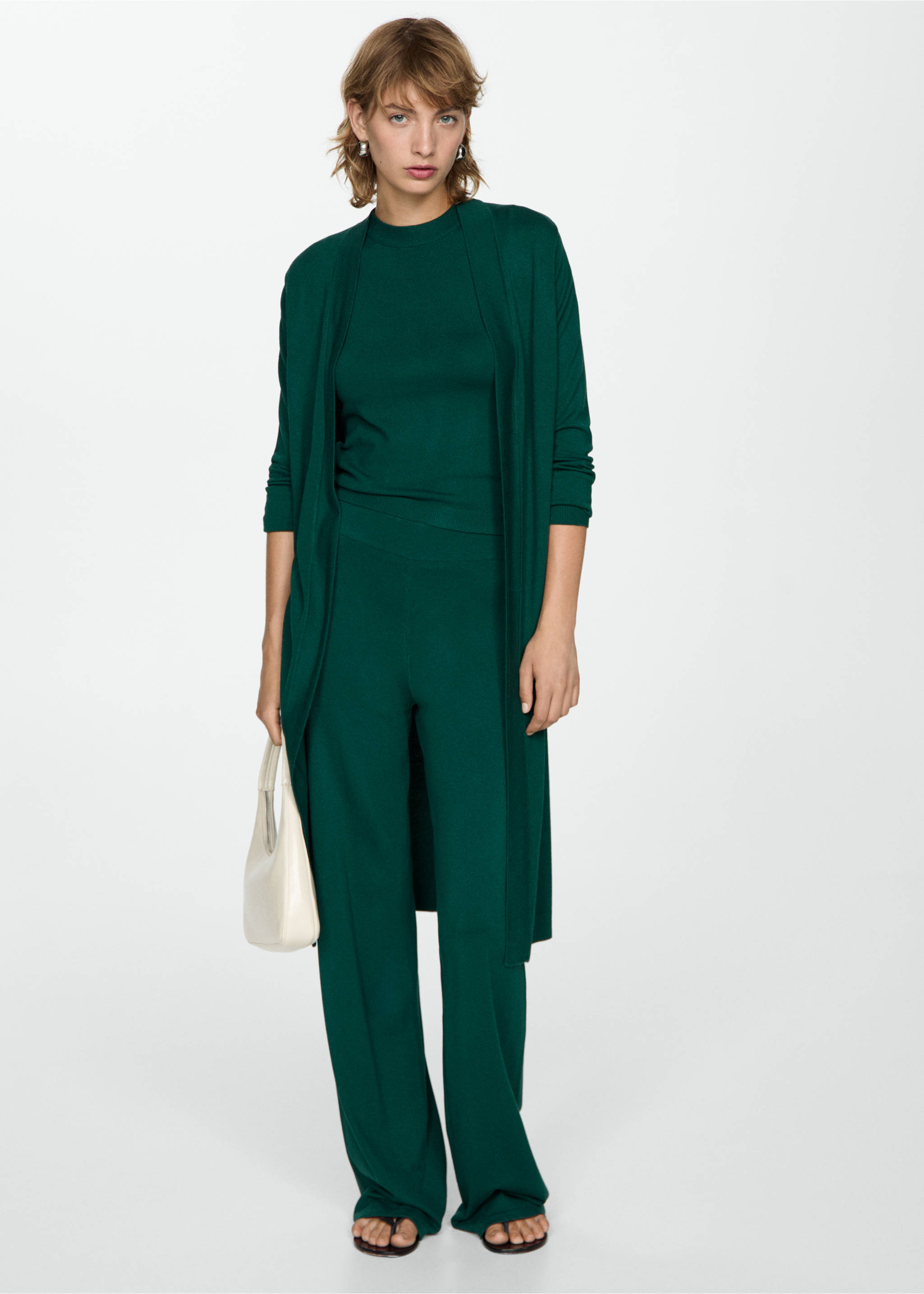 Knitted wide leg trousers - General plane, Dark Green. Ref: 77085148-00.