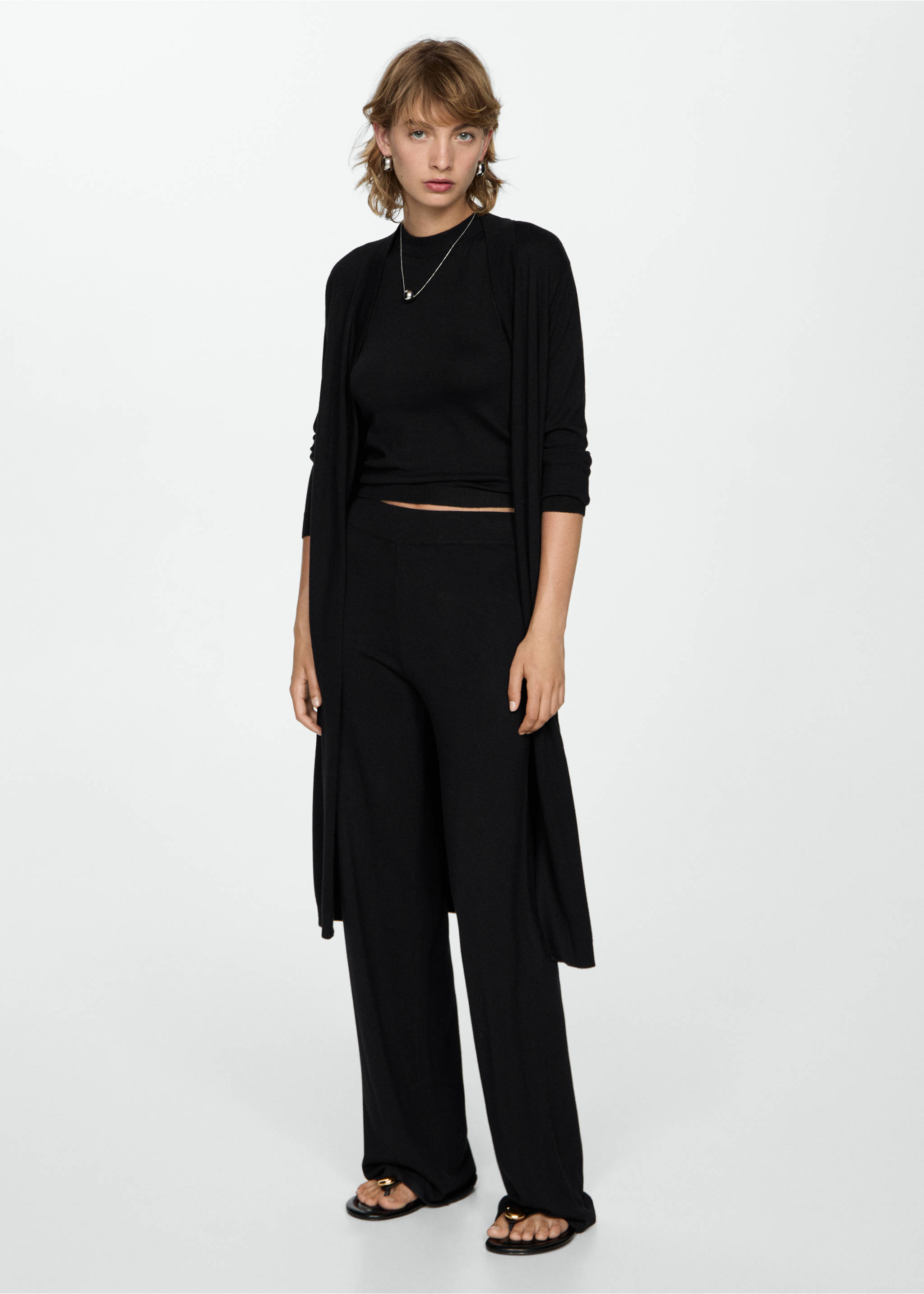 Knitted wide leg trousers - General plane, Black. Ref: 77085148-00.