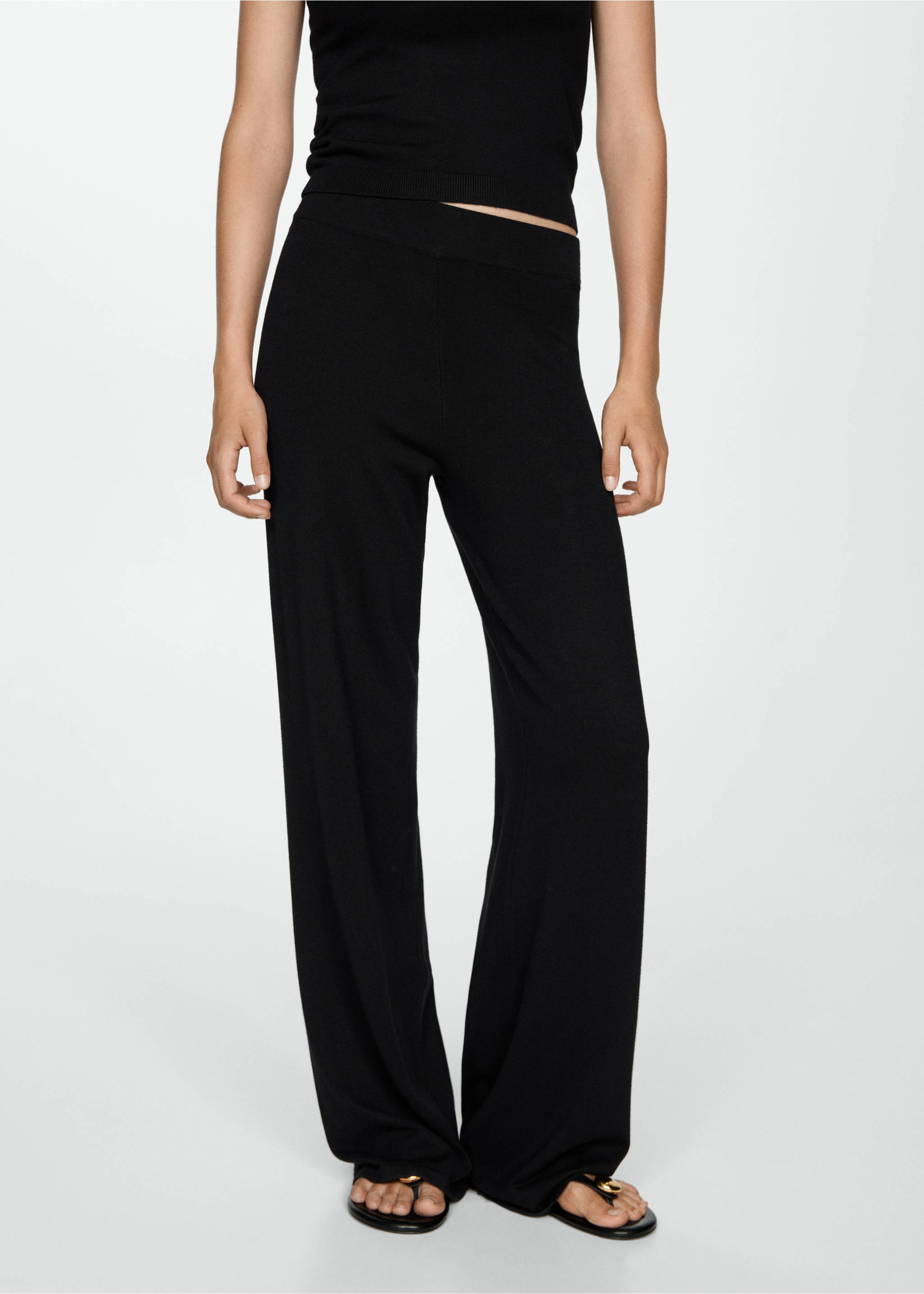 Knitted wide leg trousers - Medium plane, Black. Ref: 77085148-00.