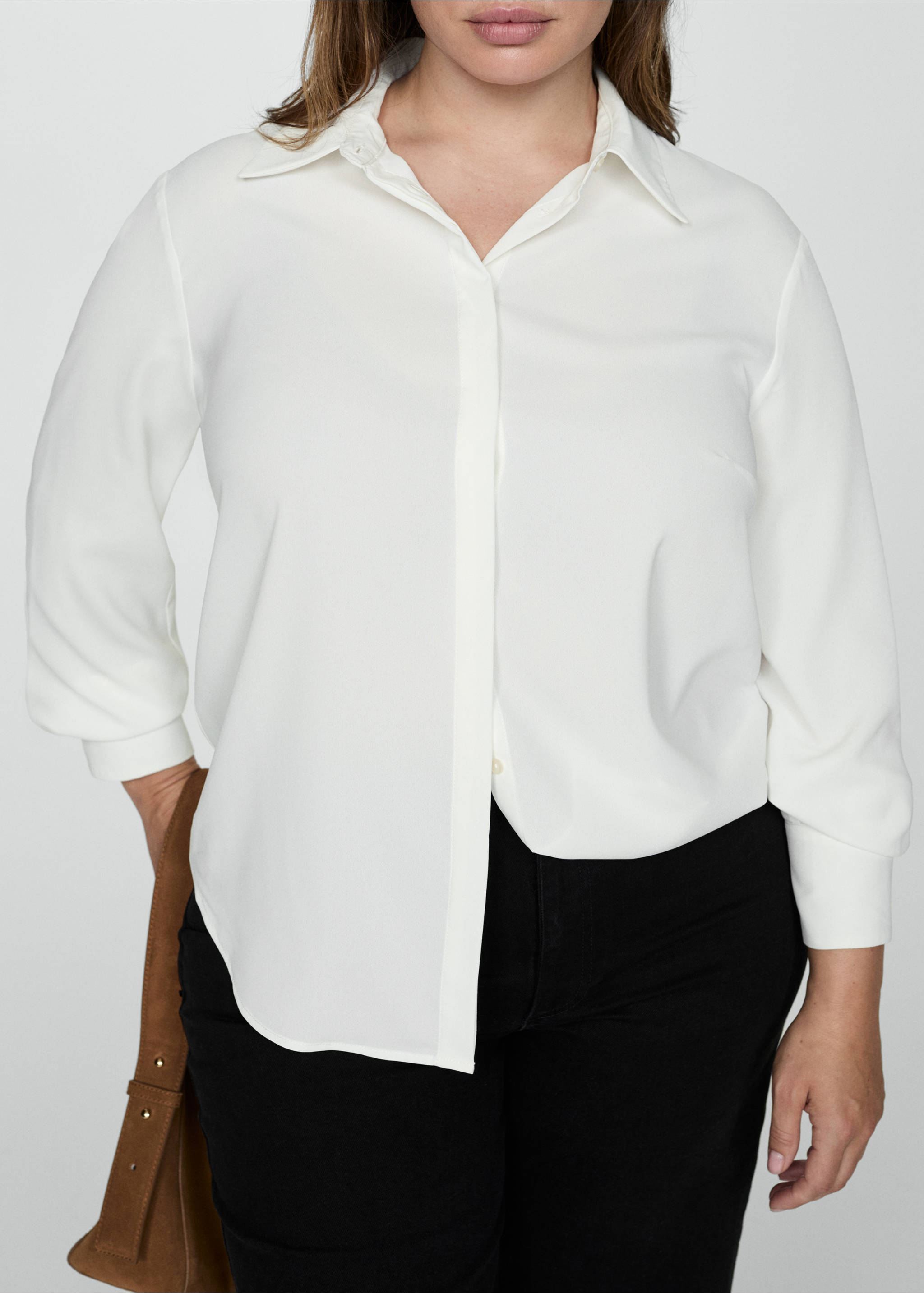 Camisa manga larga fluida - Detalle del artículo 5, Blanco roto. Ref: 77085628-00.