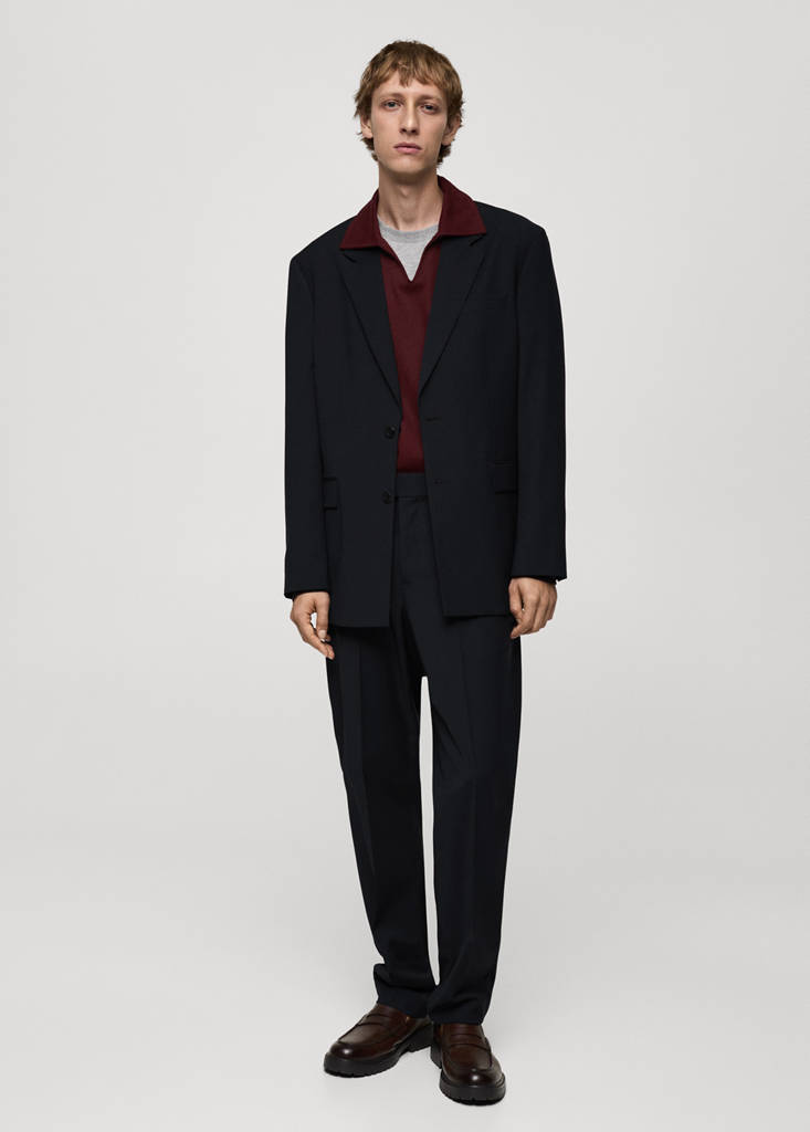 MANGO MAN - Veste costume laine mélangée regular-fit bleu marine foncé - 48