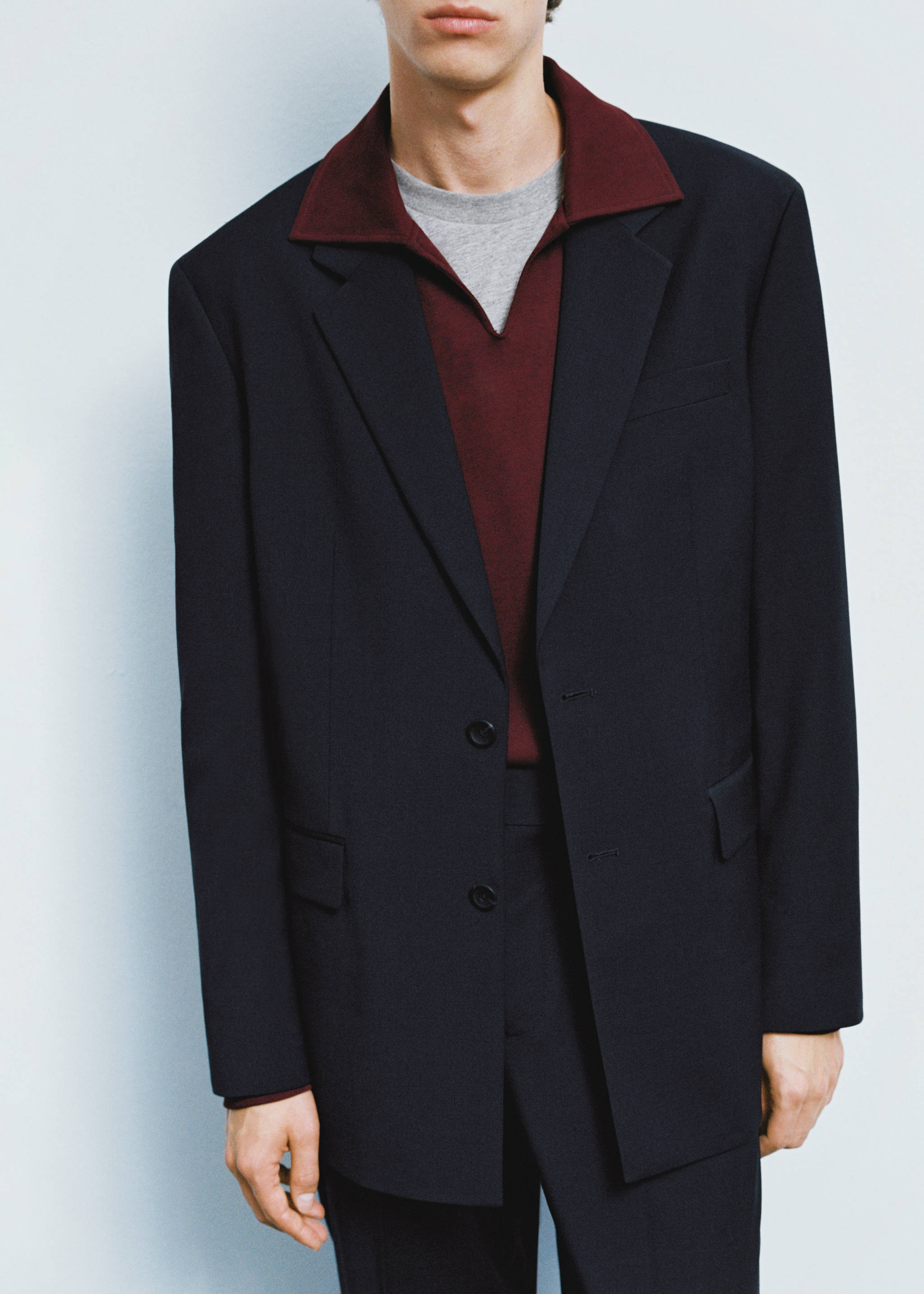 Regular-fit wool-blend suit jacket - Details of the article 3