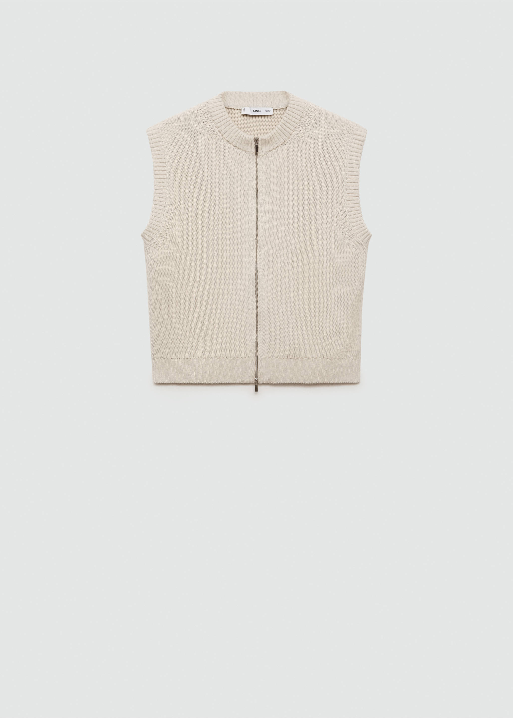Knitted gilet with zip - Article without model, Ice Grey. Ref: 77085640-00.
