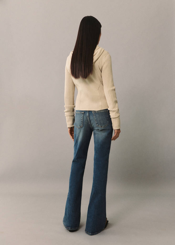 Zip hooded cardigan — Ecru