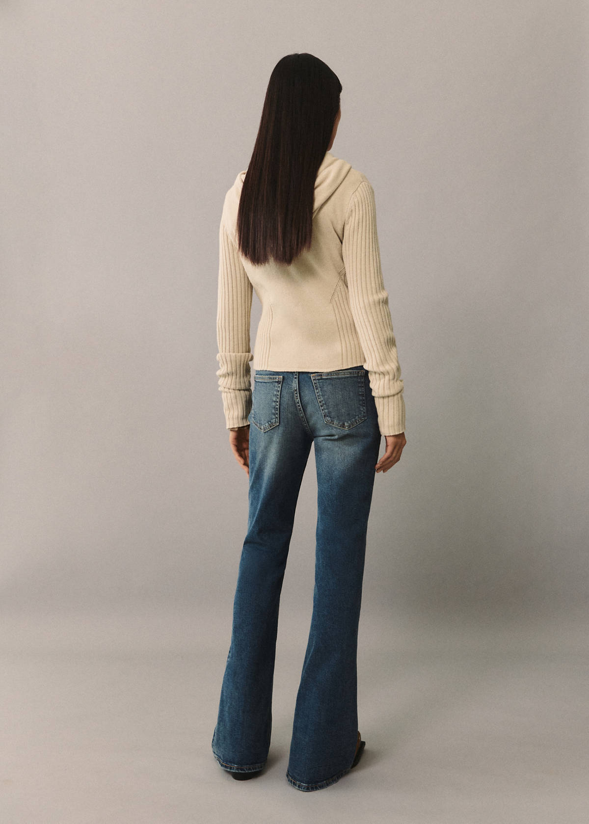 Zip hooded cardigan — Ecru