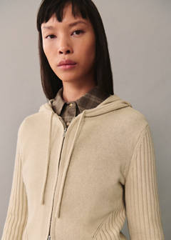Zip hooded cardigan — Ecru 4
