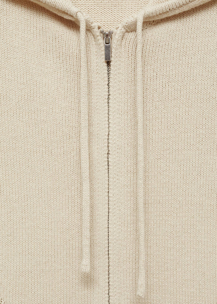 Zip hooded cardigan — Ecru