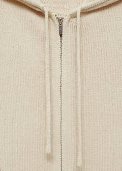 Zip hooded cardigan — Ecru 6