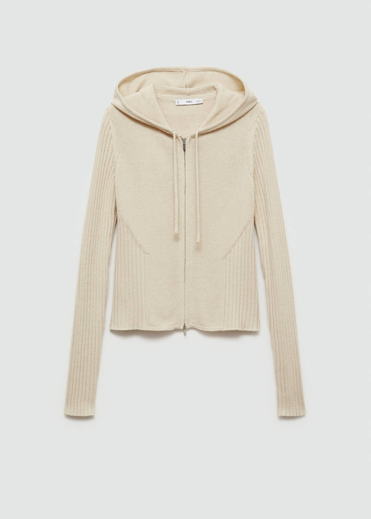 Zip hooded cardigan — Ecru