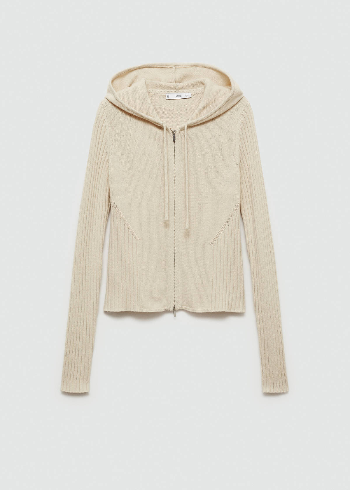 Zip hooded cardigan — Ecru