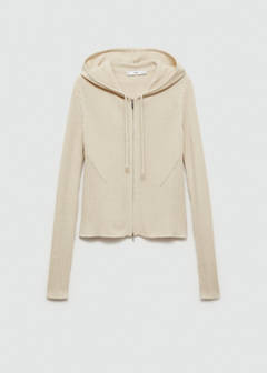 Zip hooded cardigan — Ecru 5