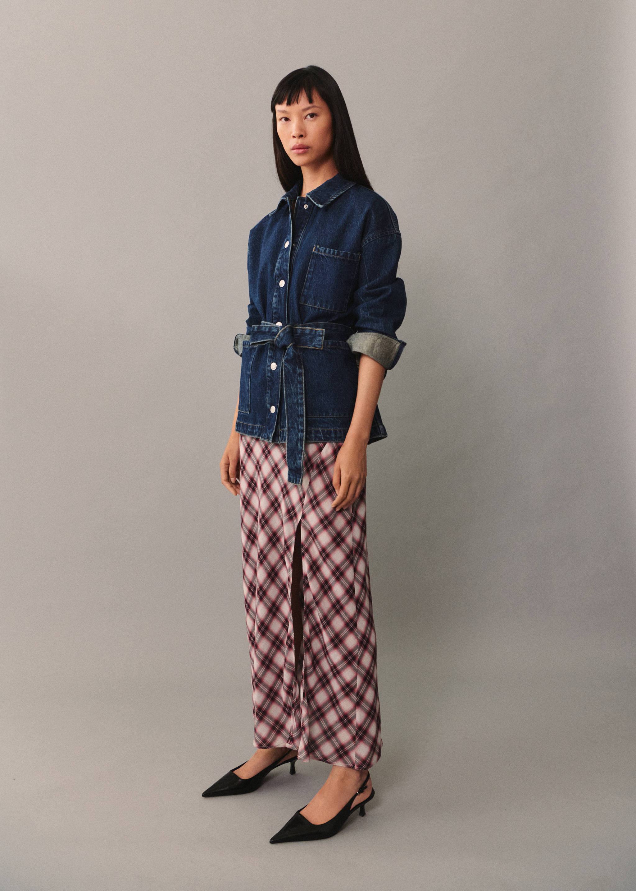 Denim jacket with bow - General plane