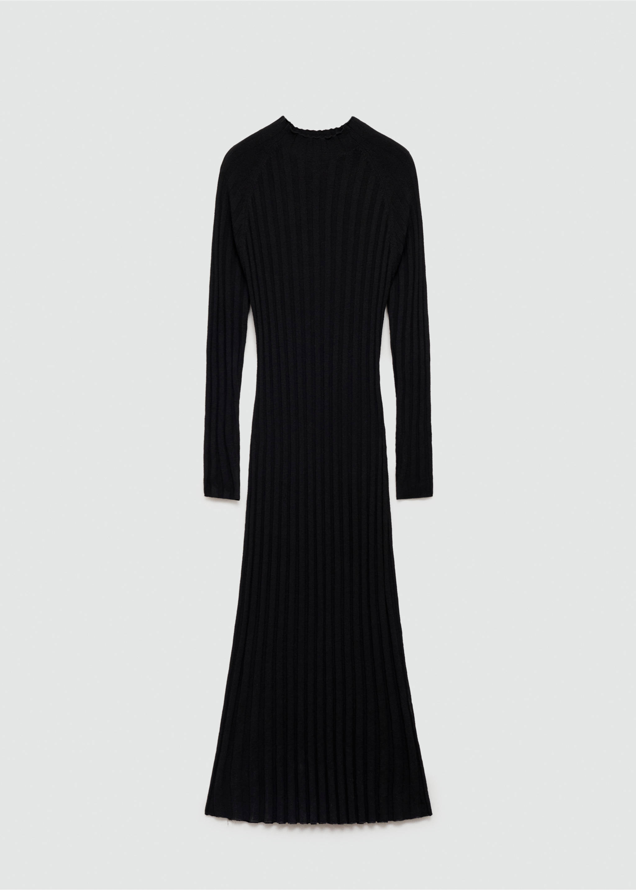 Perkins-neck ribbed dress - Article without model, Black. Ref: 77085645-00.