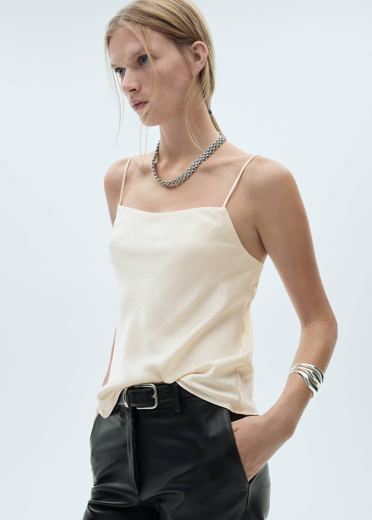 Satin top with thin straps — Off White