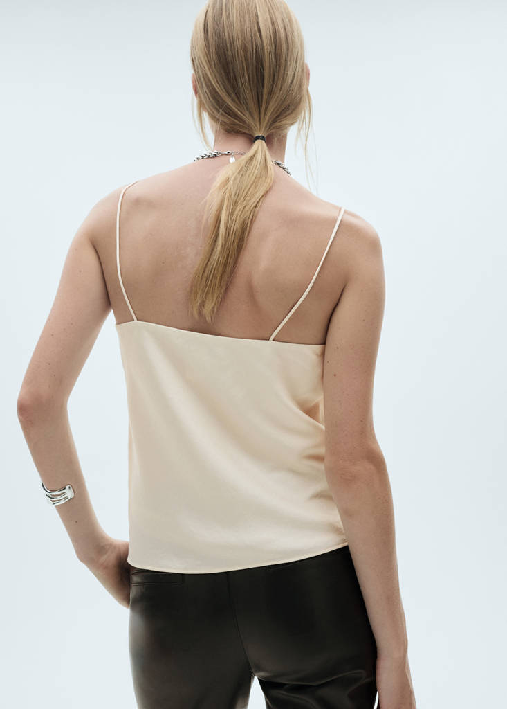 Satin top with thin straps — Off White
