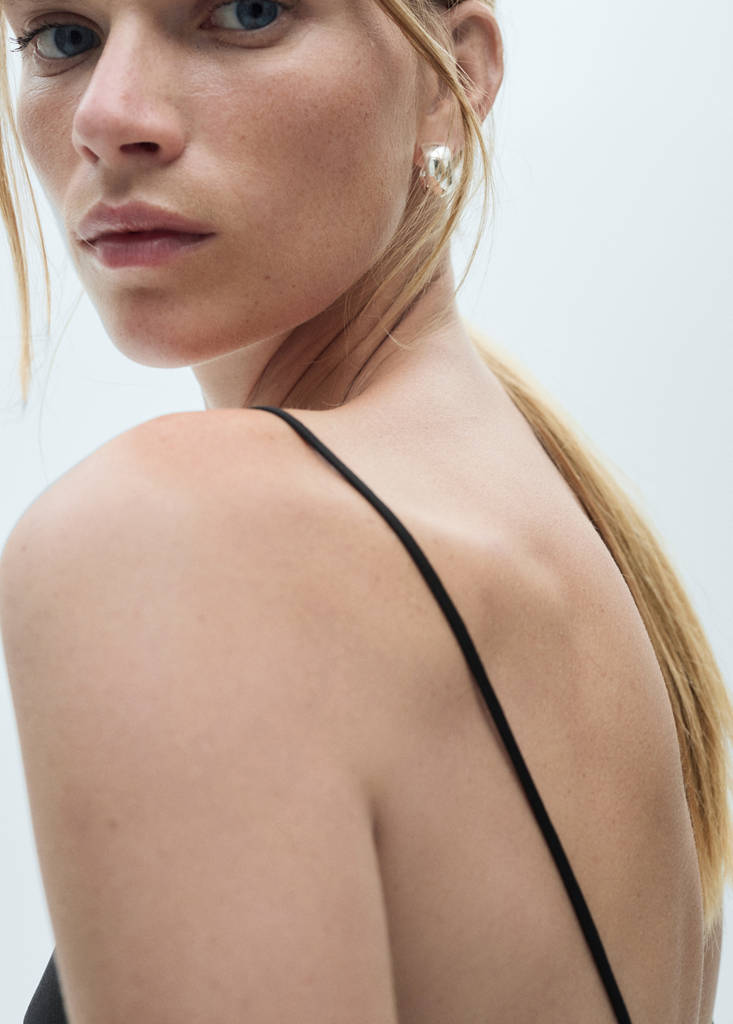 Satin top with thin straps — Black
