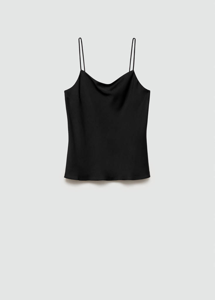 Satin top with thin straps — Black