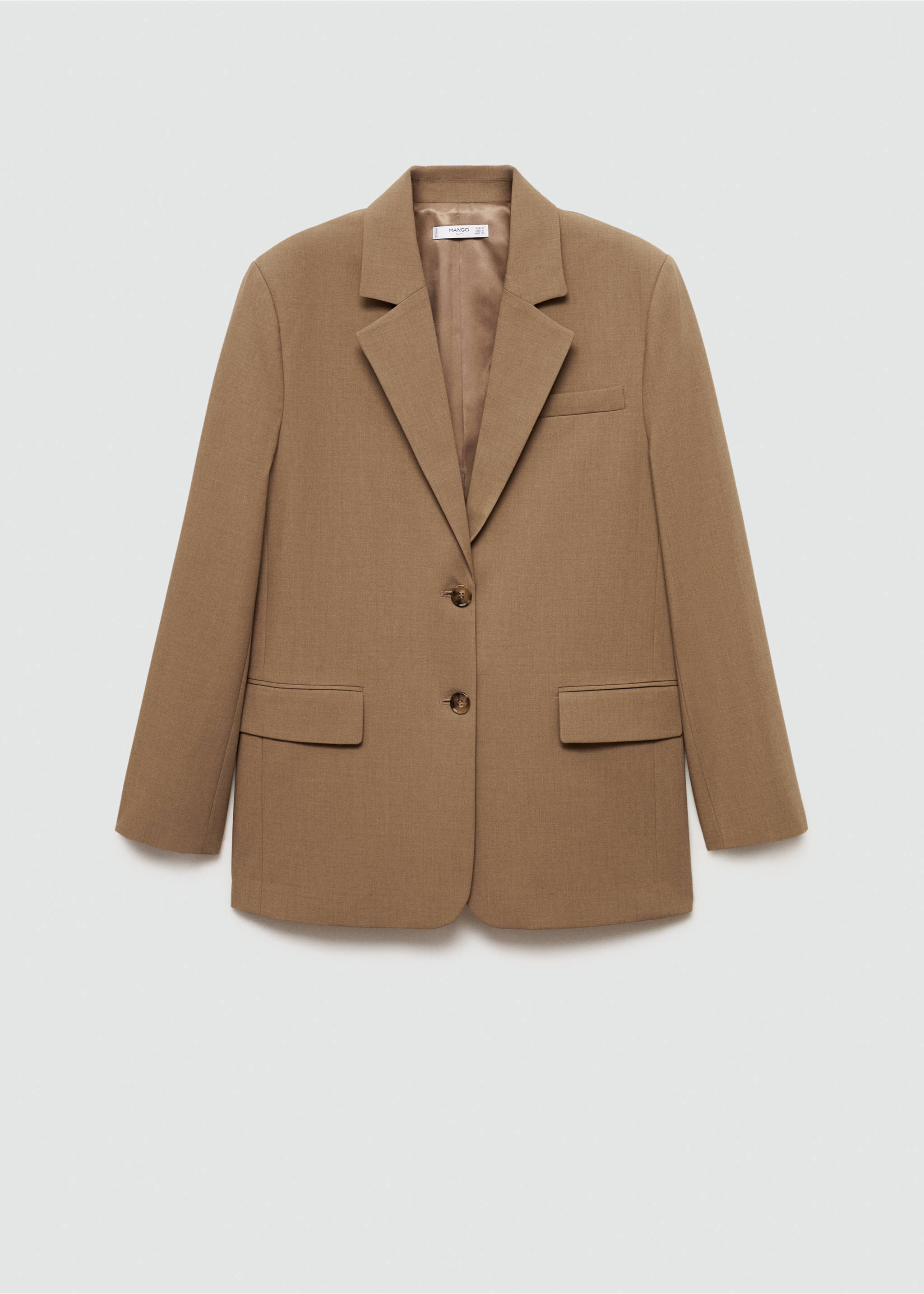 Double-breasted straight-fit jacket - Article without model, Medium Brown. Ref: 77085649-00.