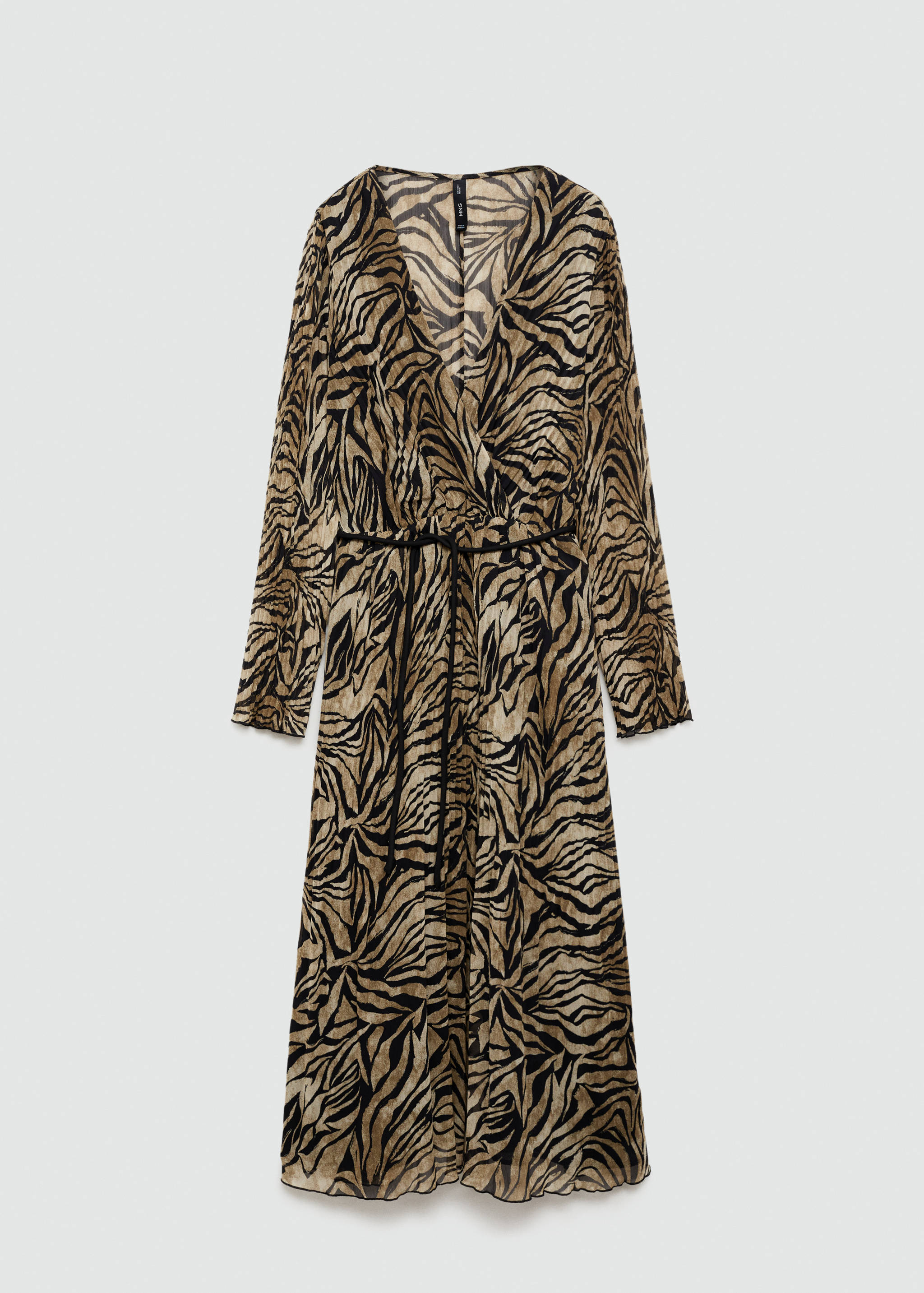 Leopar desenli bağ detaylı elbise - Modelsiz ürün