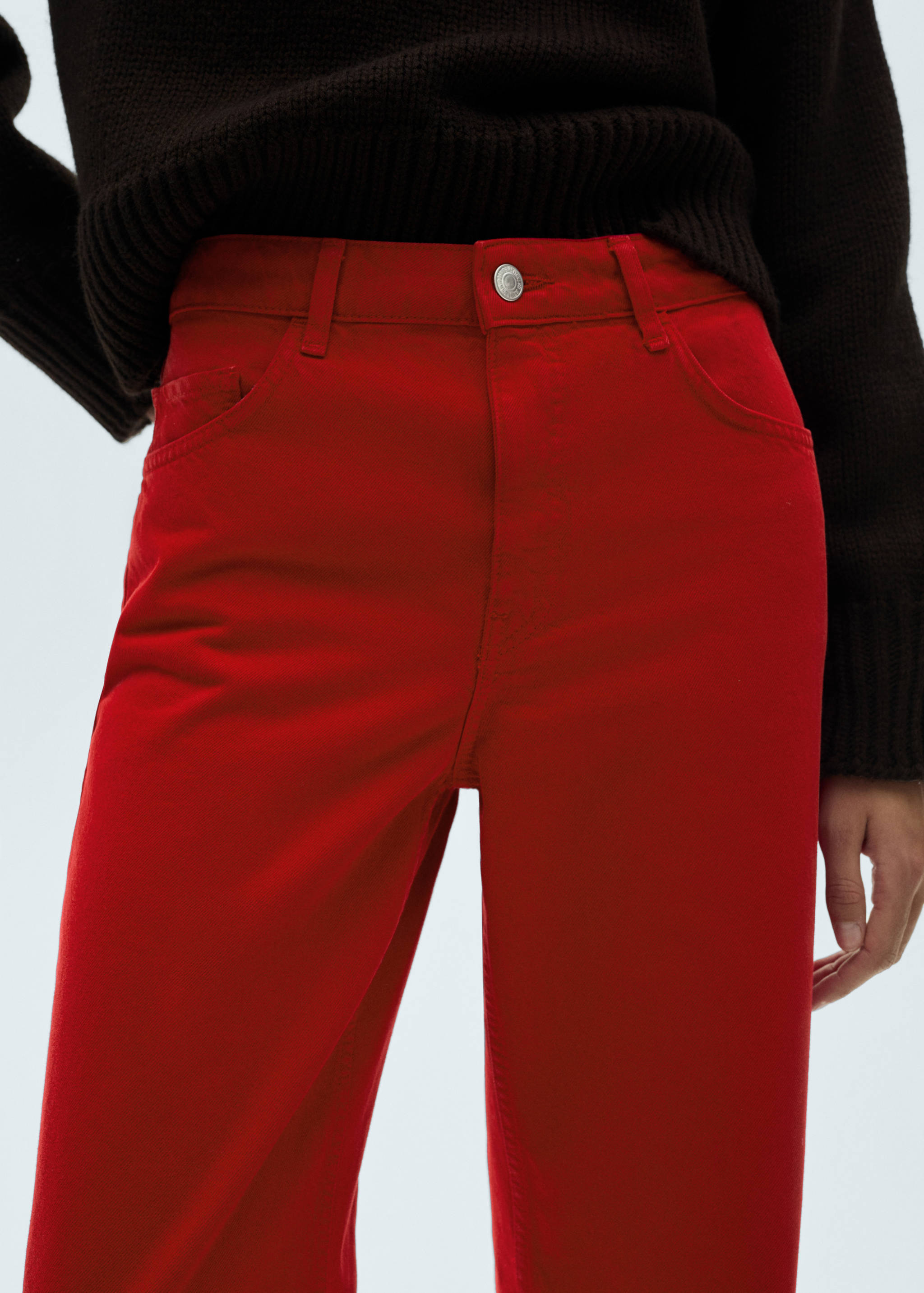 Прямые джинсы с завышенной талией - Деталь изделия 6