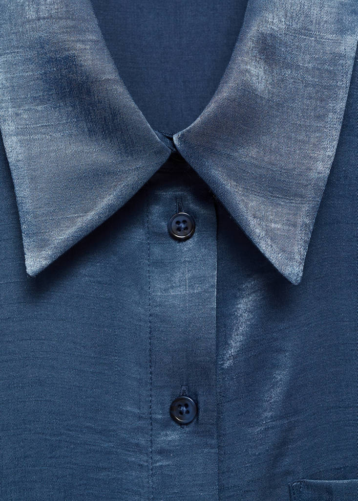 Satin shirt with bow — Blue