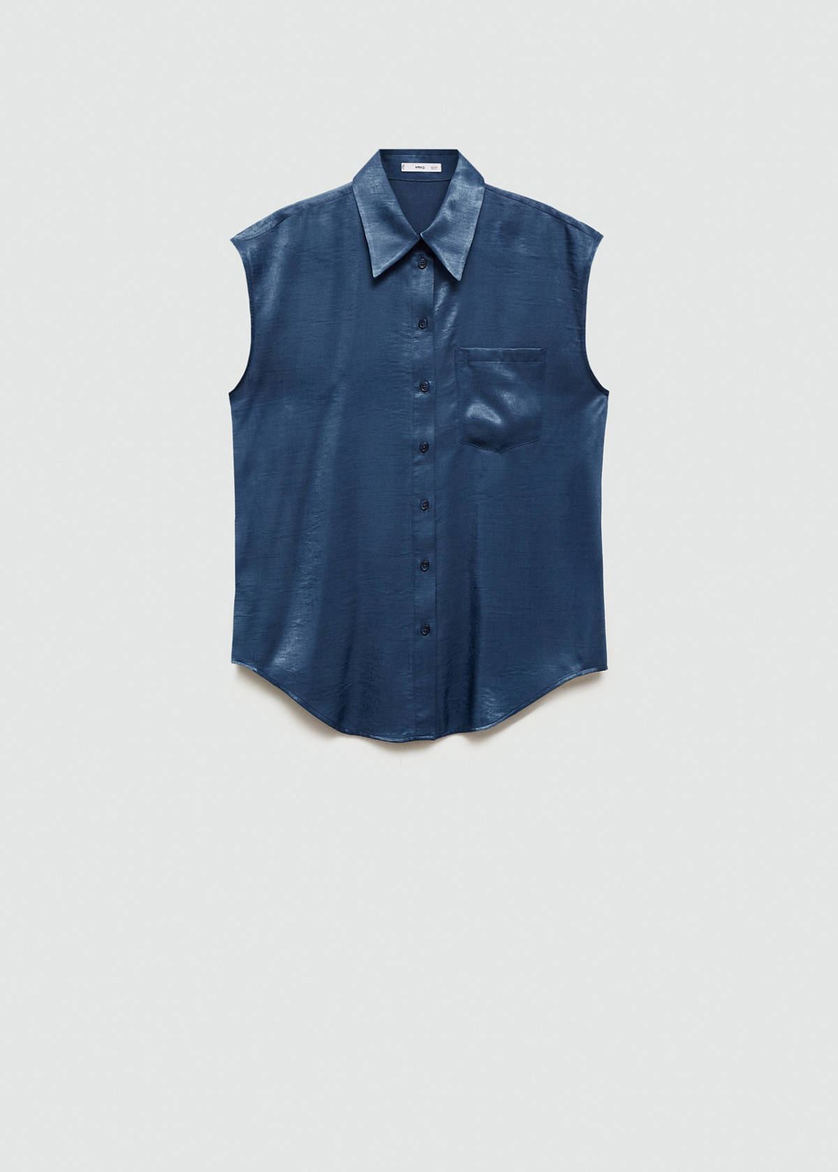 Satin shirt with bow — Blue