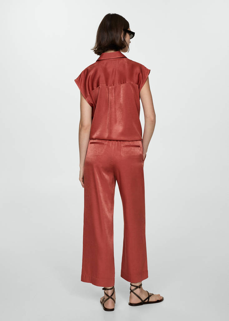 Satin shirt with bow — Red