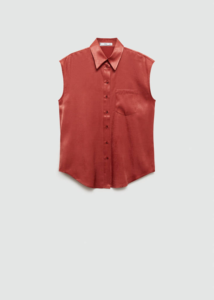 Satin shirt with bow — Red