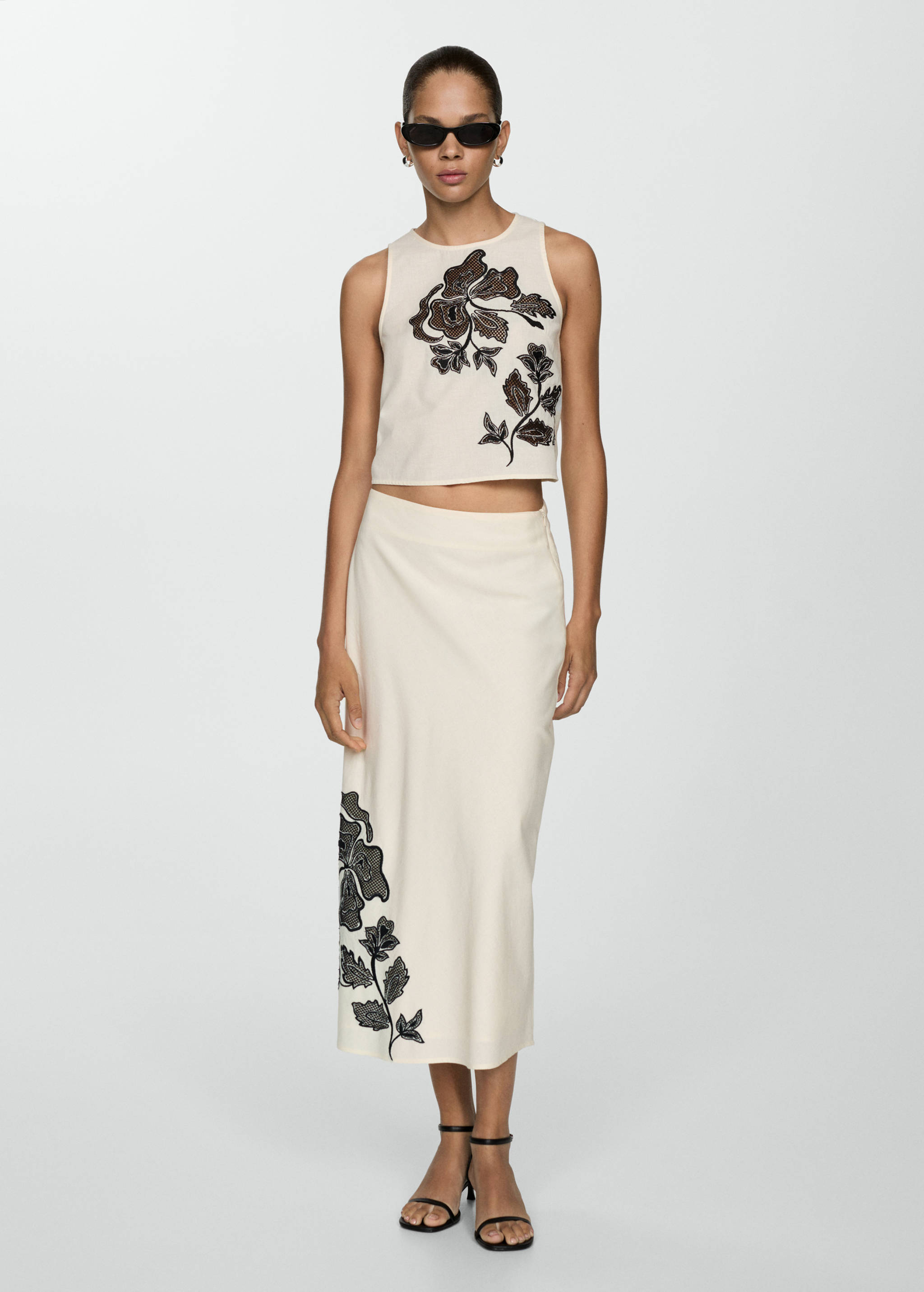 Embroidered crop top - General plane