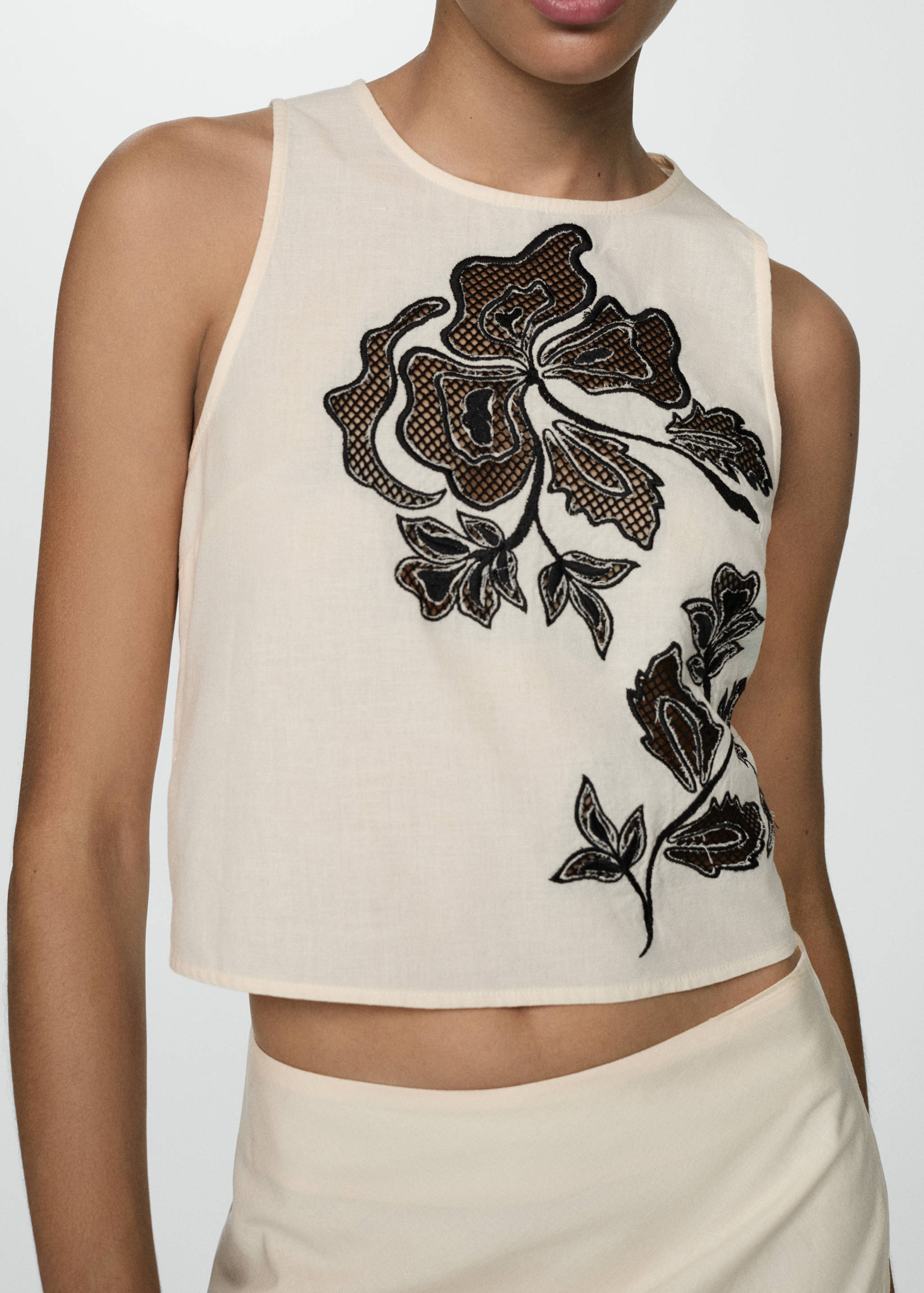 Embroidered crop top - Medium plane