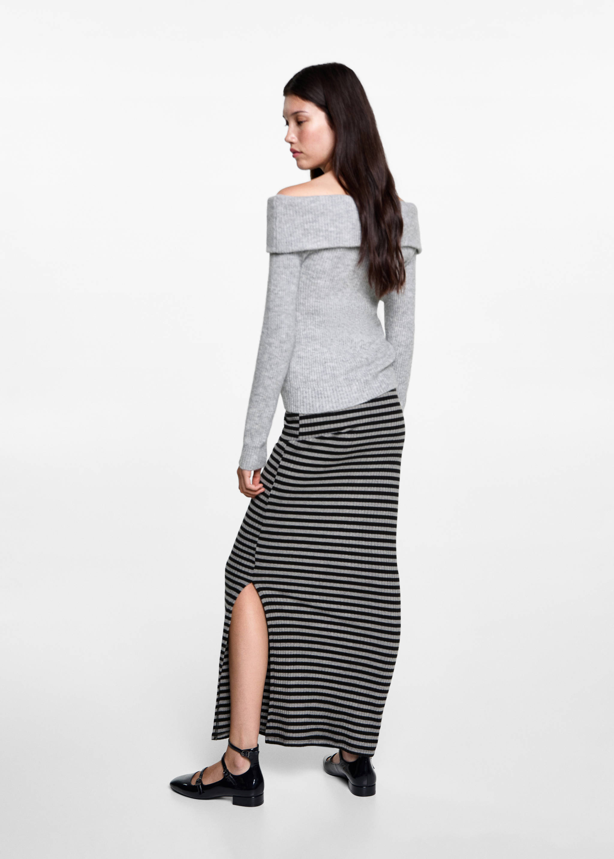 Slit striped skirt - Reverse of the article