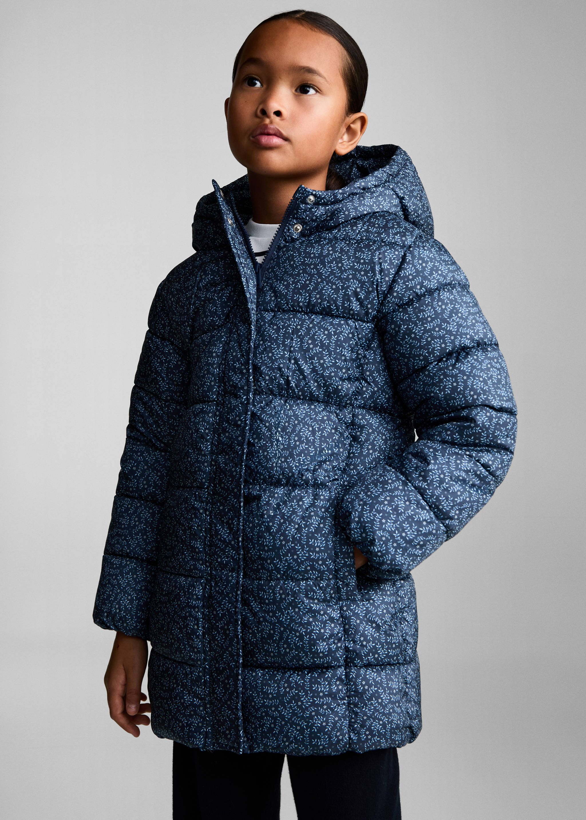 Flowers print quilted anorak - Medium plane