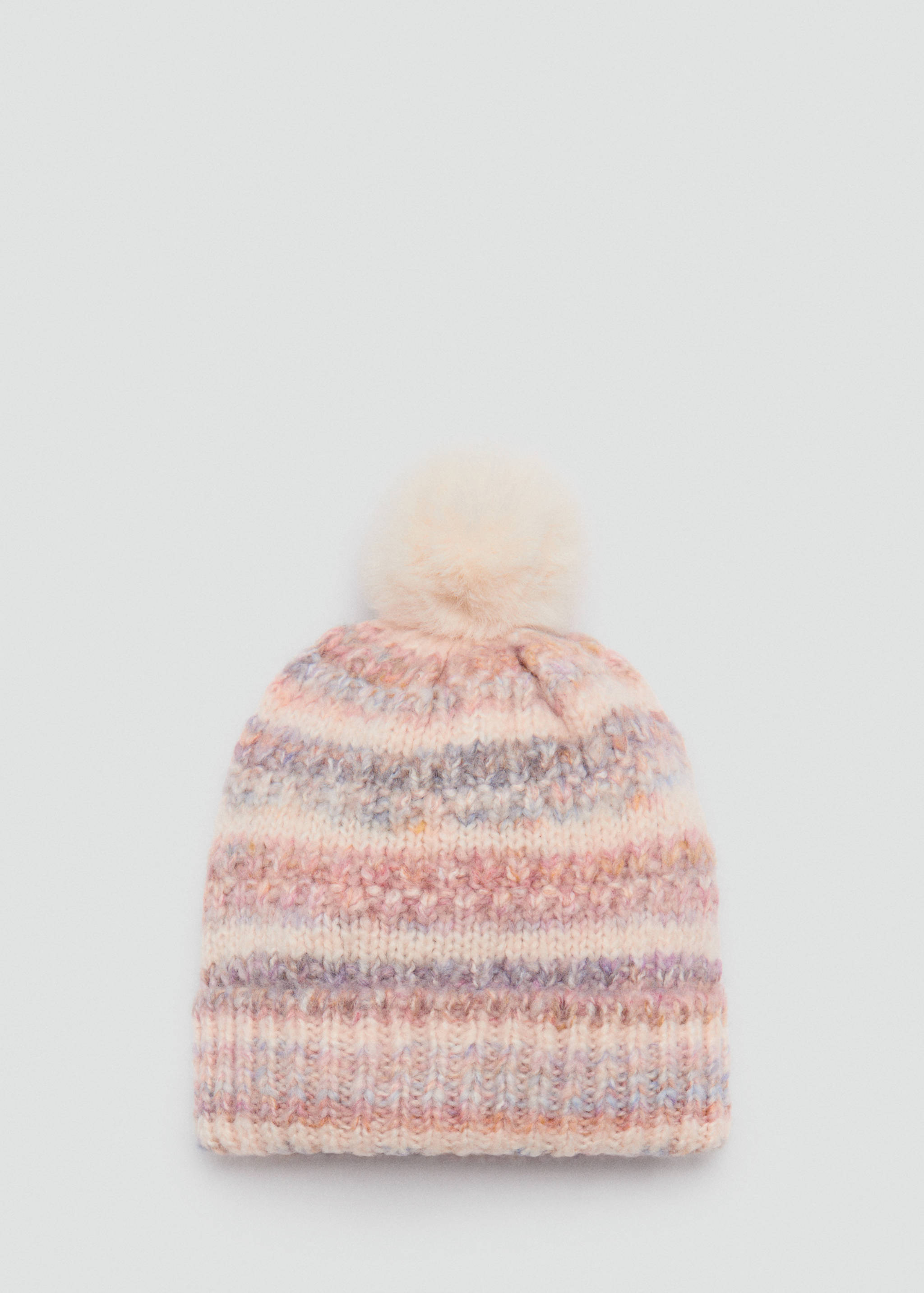 Pompom bicolour knit beanie - Article without model