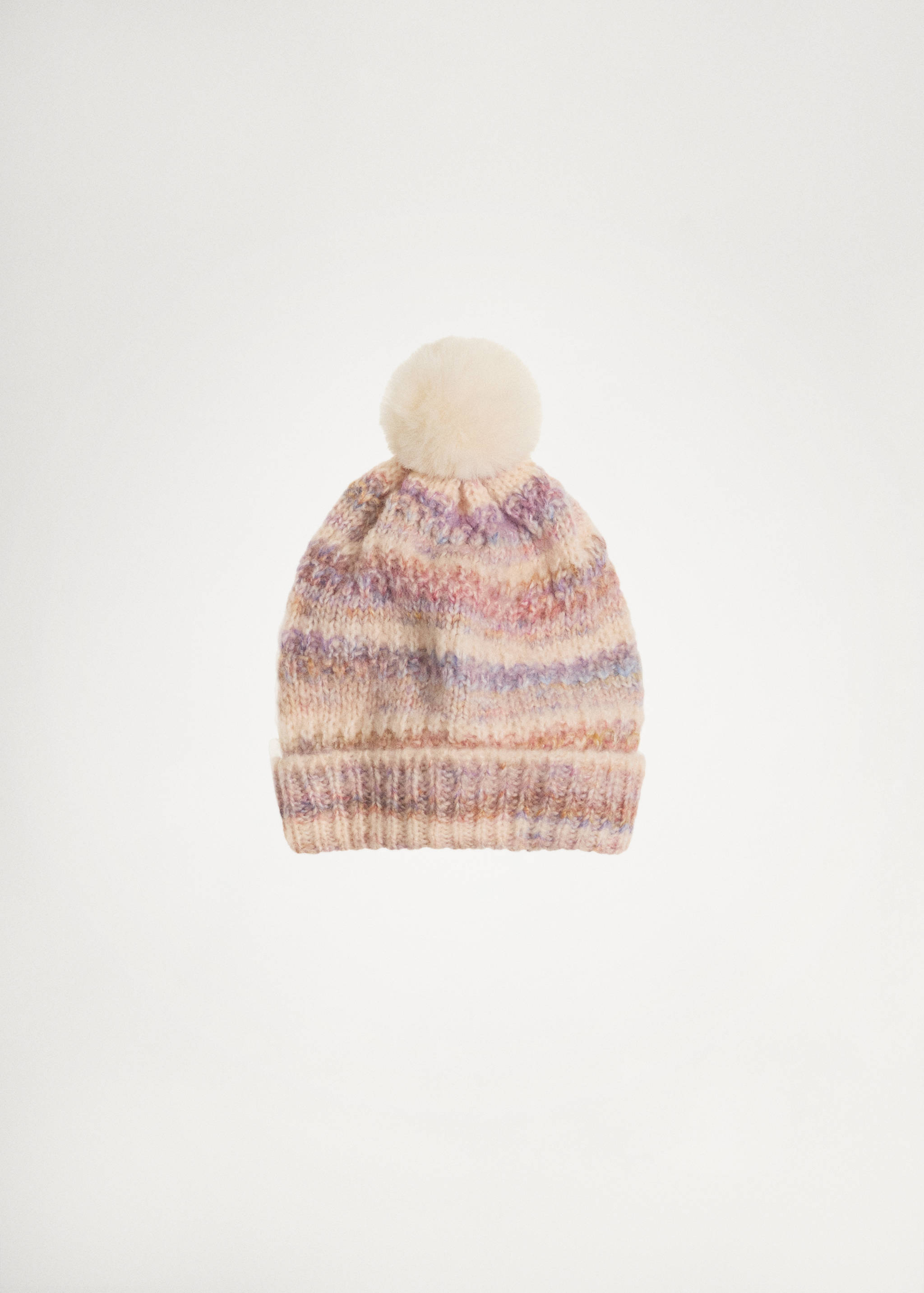 Pompom bicolour knit beanie - Details of the article 5